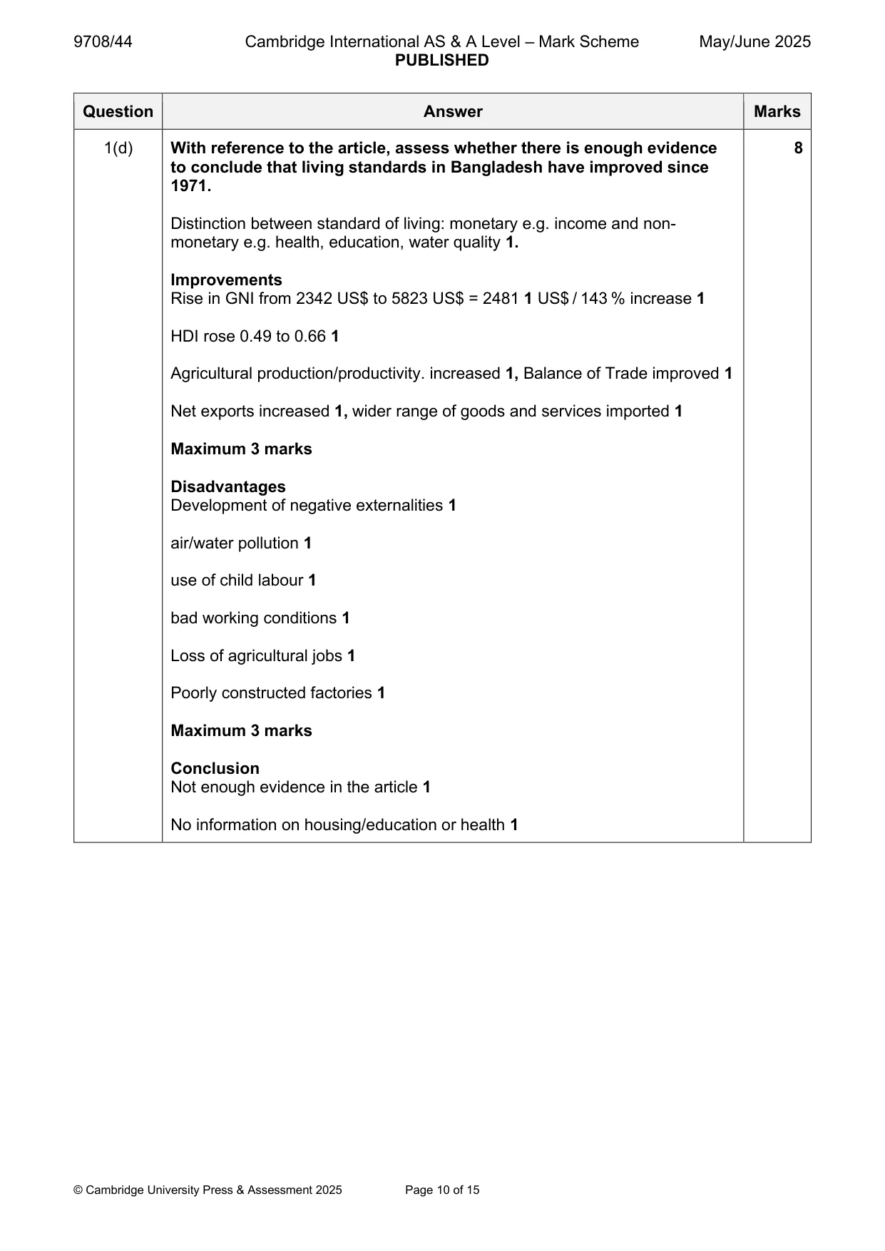 Mark scheme, page 10 of 15