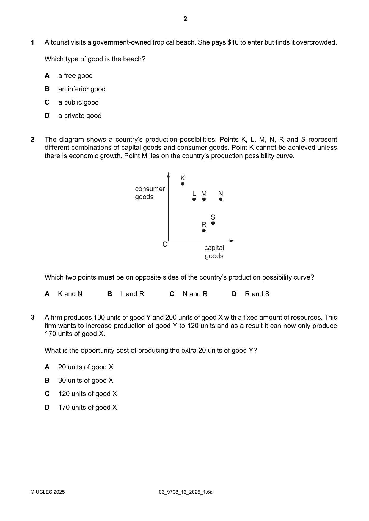Cambridge A Level Economics 9708 2025 May/June Paper 1 · Variant 3 question paper, page 2 of 12