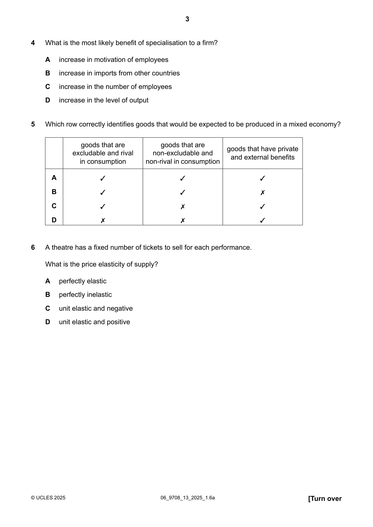 Cambridge A Level Economics 9708 2025 May/June Paper 1 · Variant 3 question paper, page 3 of 12
