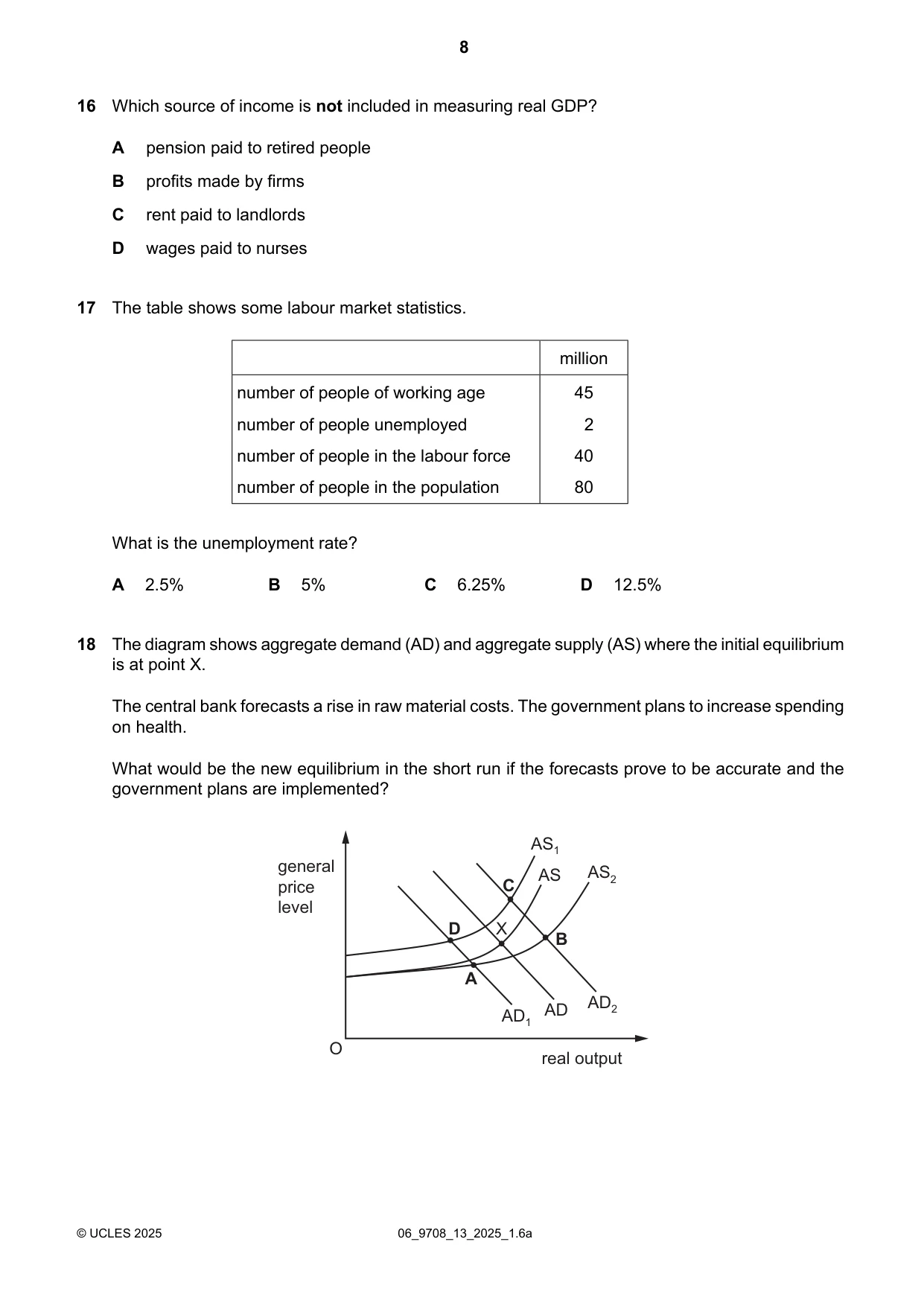 Cambridge A Level Economics 9708 2025 May/June Paper 1 · Variant 3 question paper, page 8 of 12