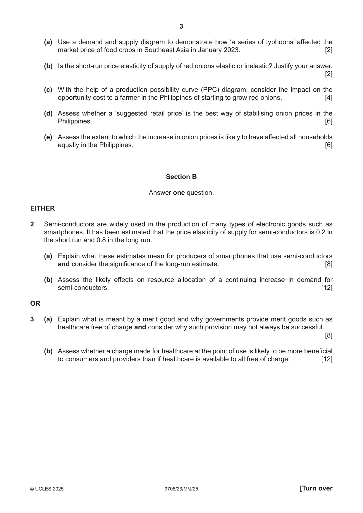 Cambridge A Level Economics 9708 2025 May/June Paper 2 · Variant 3 question paper, page 3 of 4