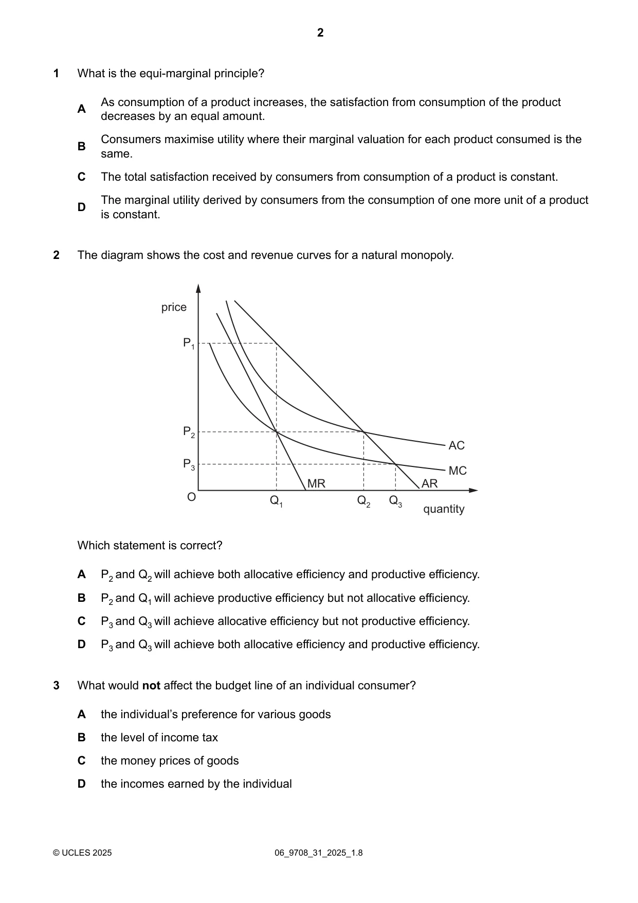 Cambridge A Level Economics 9708 2025 May/June Paper 3 · Variant 1 question paper, page 2 of 12