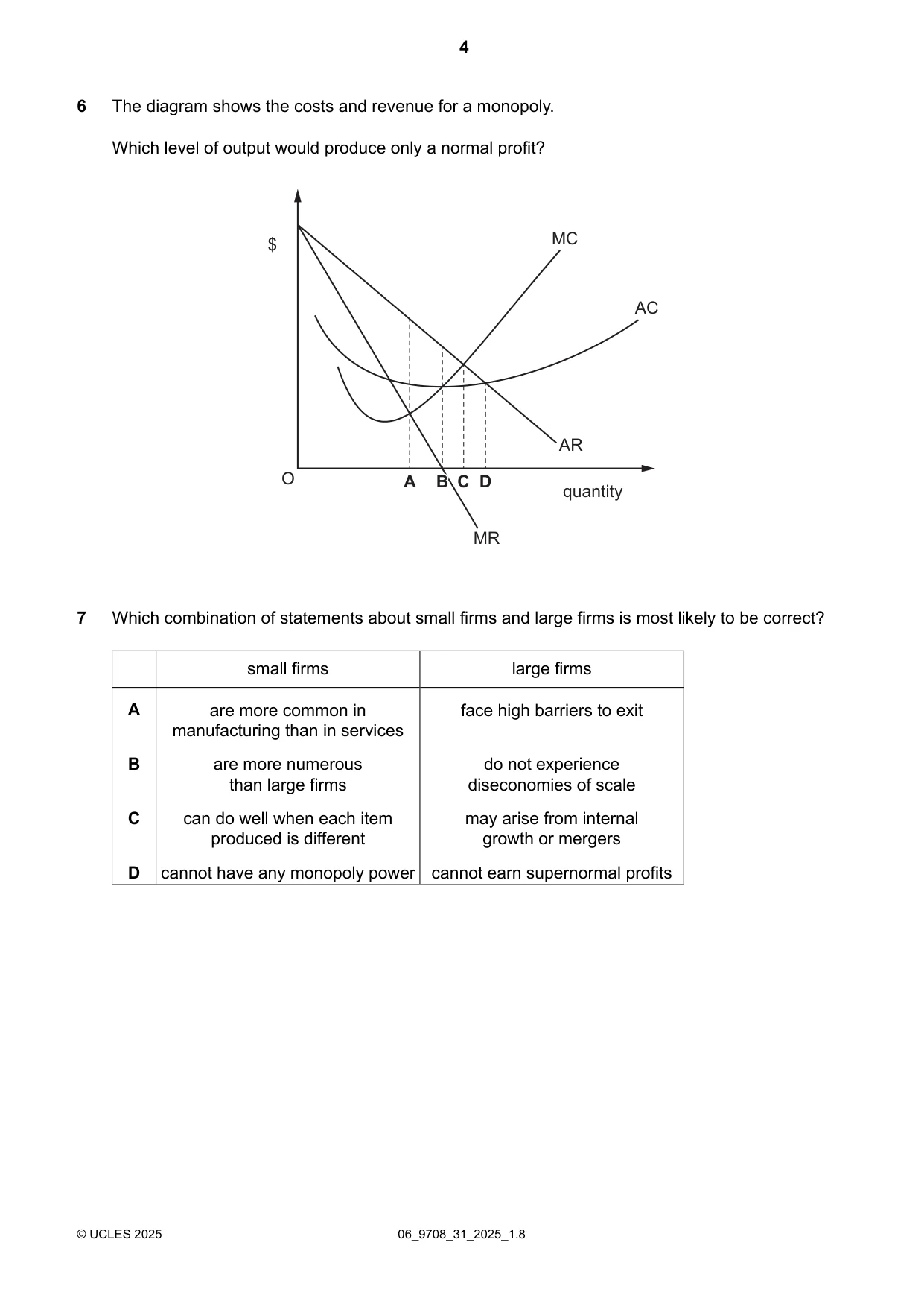 Cambridge A Level Economics 9708 2025 May/June Paper 3 · Variant 1 question paper, page 4 of 12