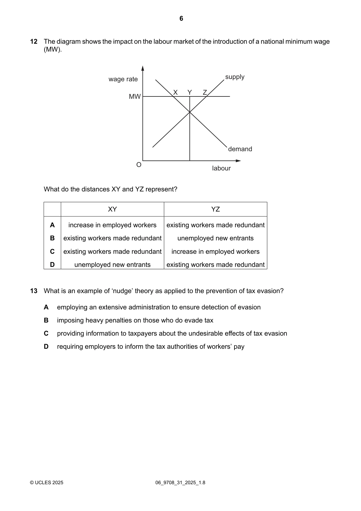 Cambridge A Level Economics 9708 2025 May/June Paper 3 · Variant 1 question paper, page 6 of 12