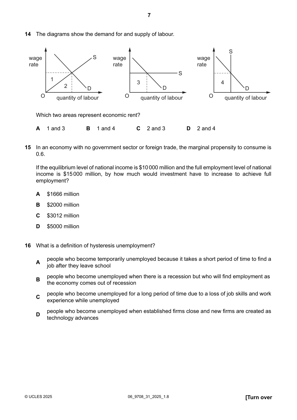 Cambridge A Level Economics 9708 2025 May/June Paper 3 · Variant 1 question paper, page 7 of 12