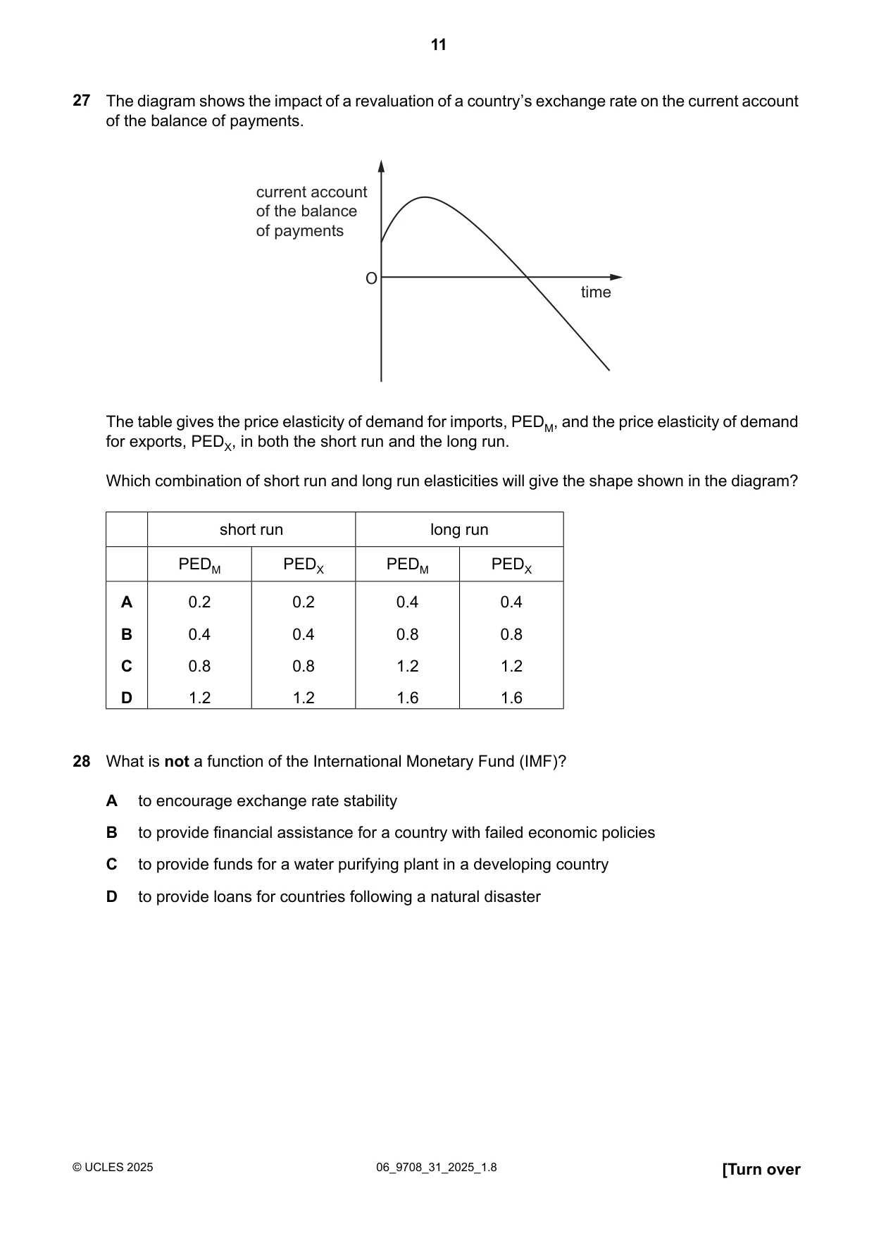 Cambridge A Level Economics 9708 2025 May/June Paper 3 · Variant 1 question paper, page 11 of 12