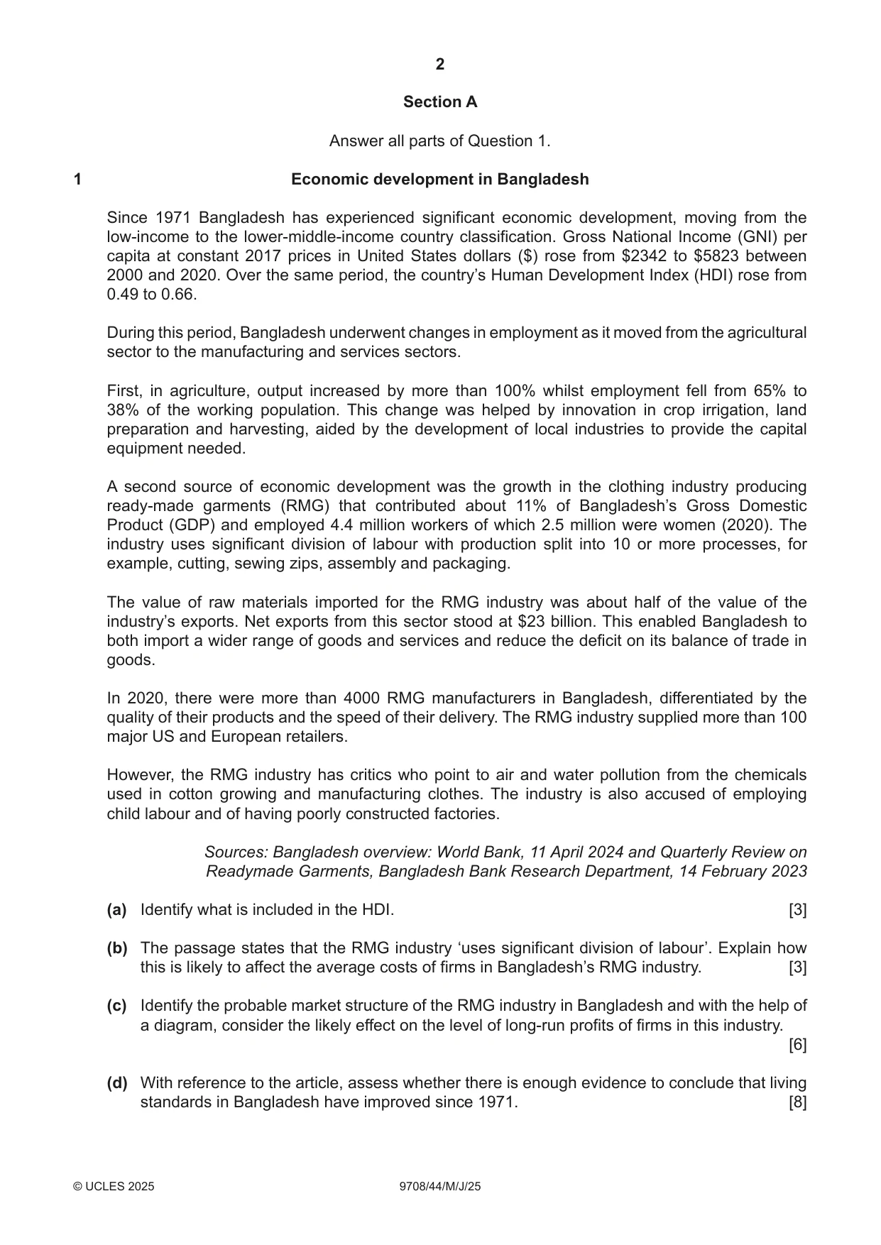 Cambridge A Level Economics 9708 2025 May/June Paper 4 · Variant 4 question paper, page 2 of 4