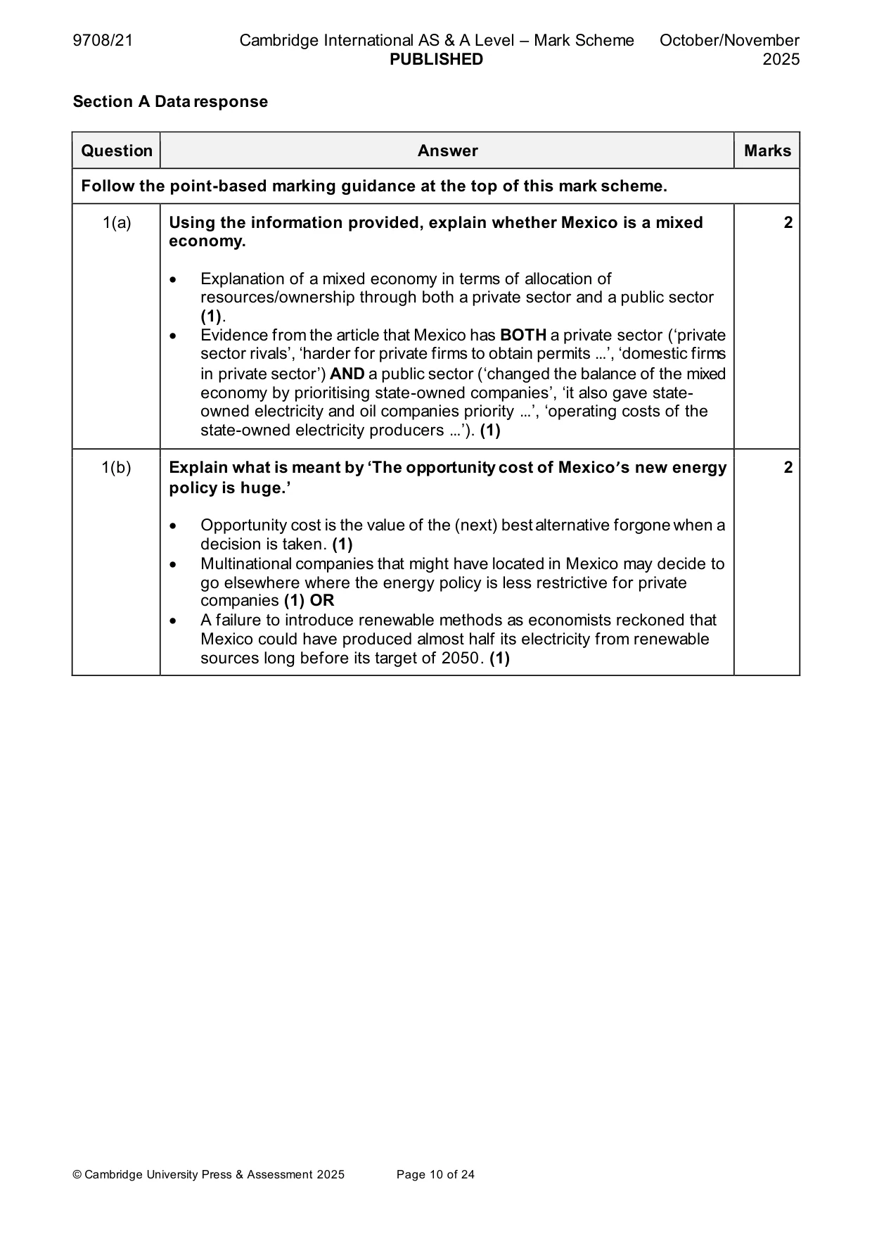 Mark scheme, page 10 of 24