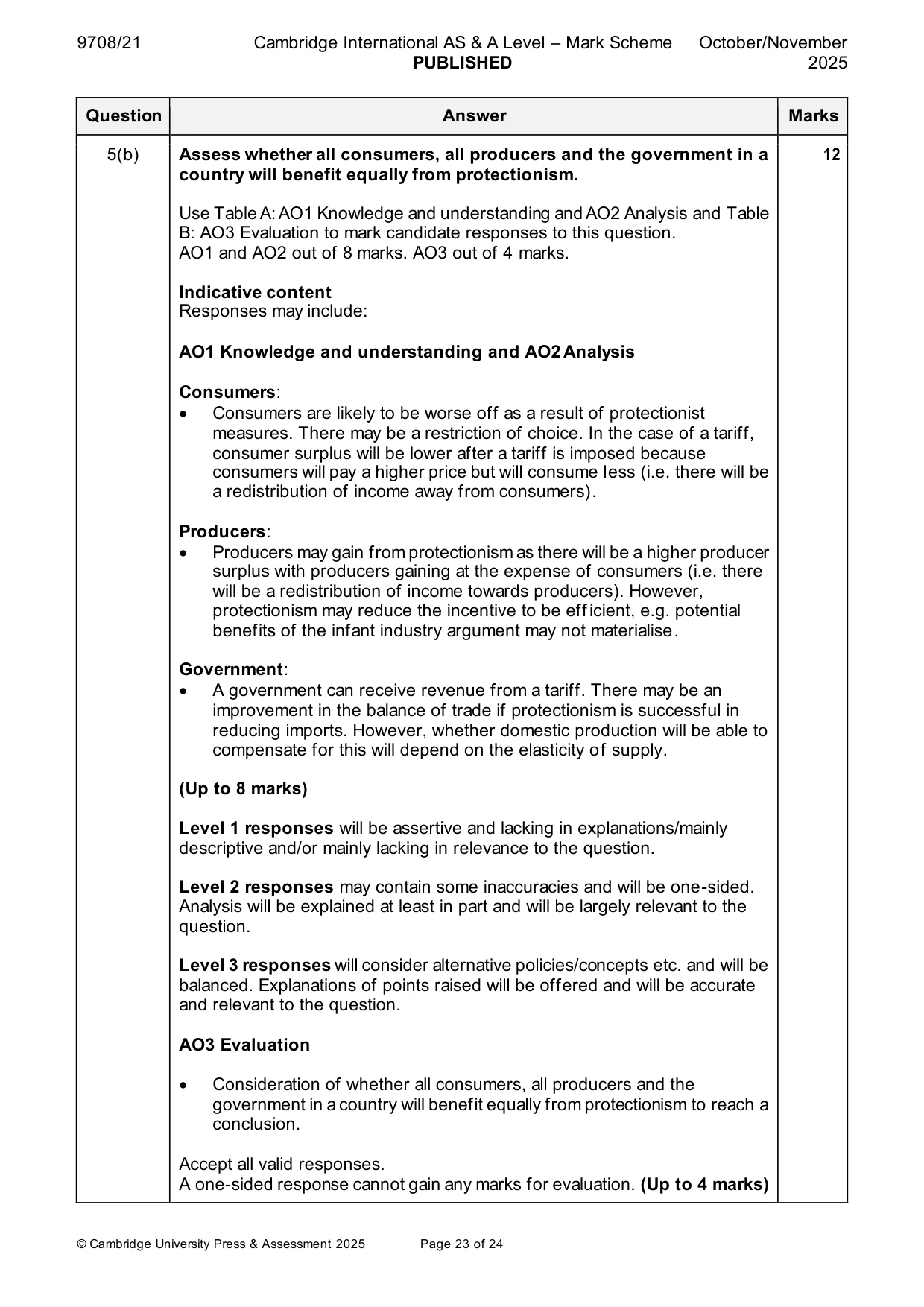 Mark scheme, page 23 of 24