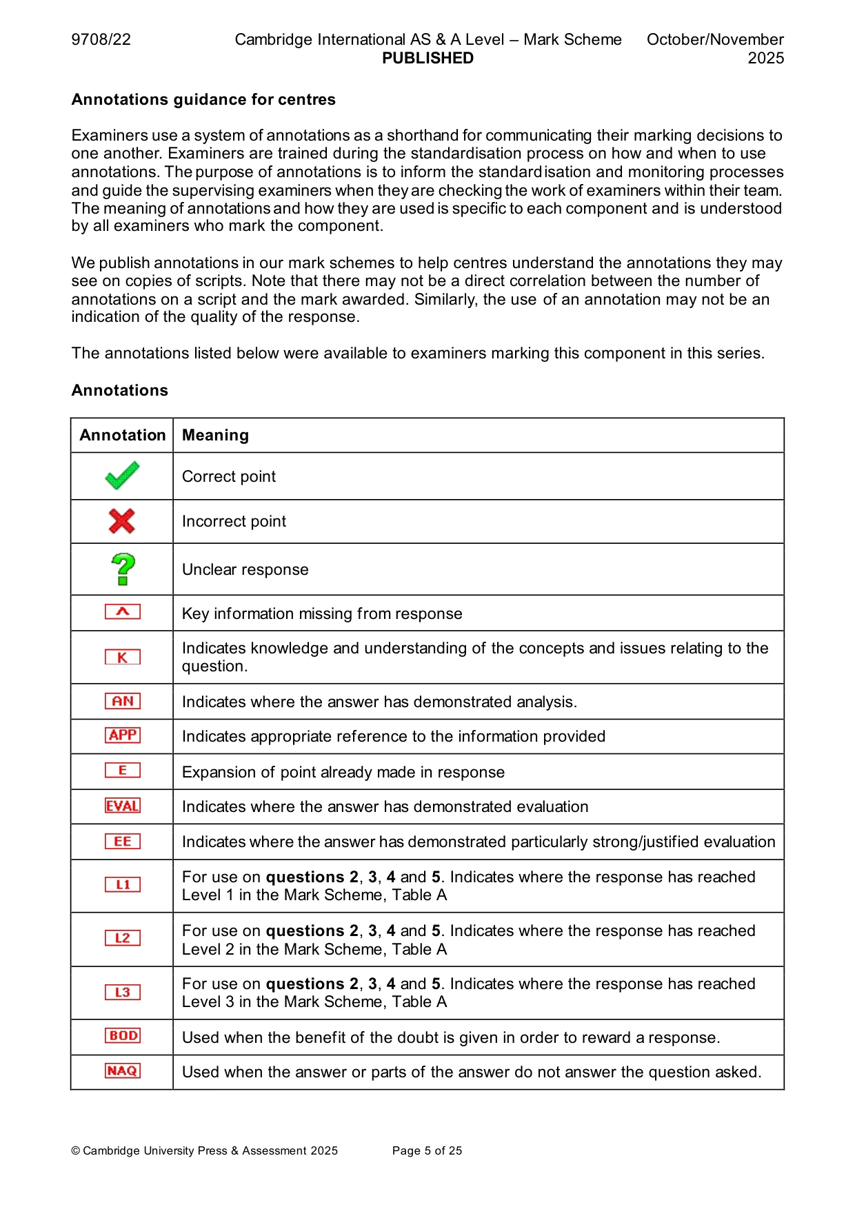 Mark scheme, page 5 of 25
