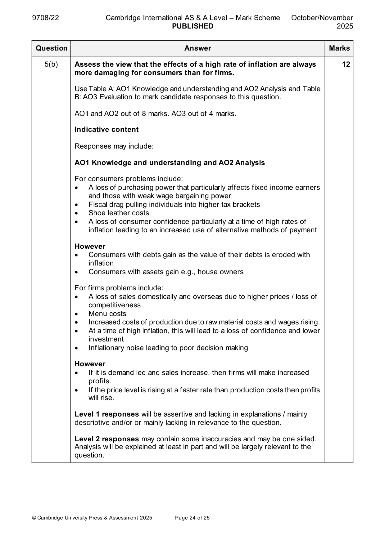 Mark scheme, page 24 of 25