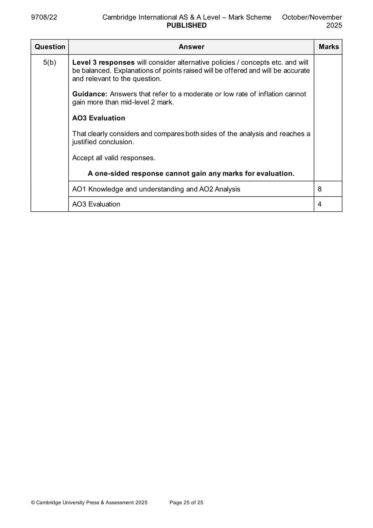 Mark scheme, page 25 of 25