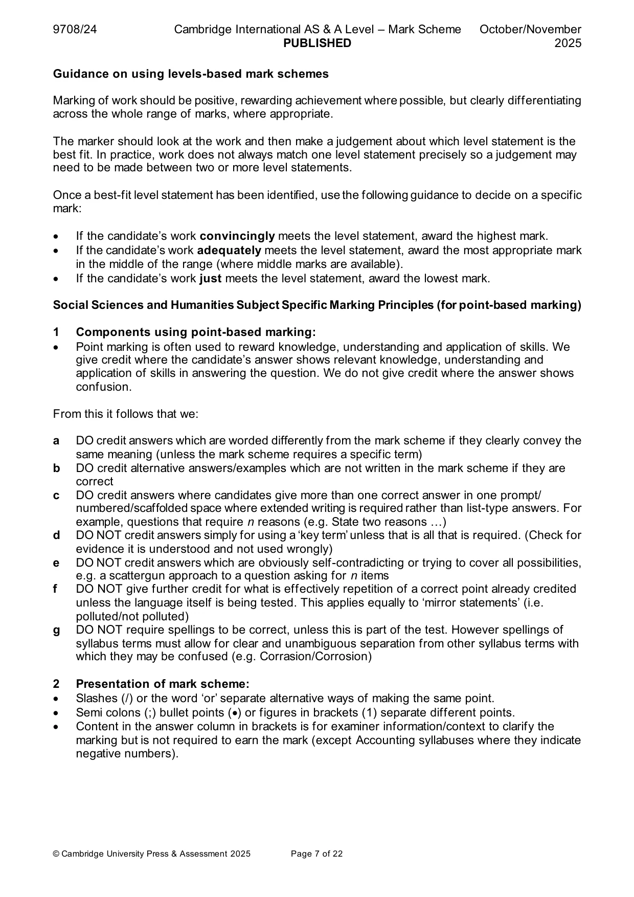Mark scheme, page 7 of 22