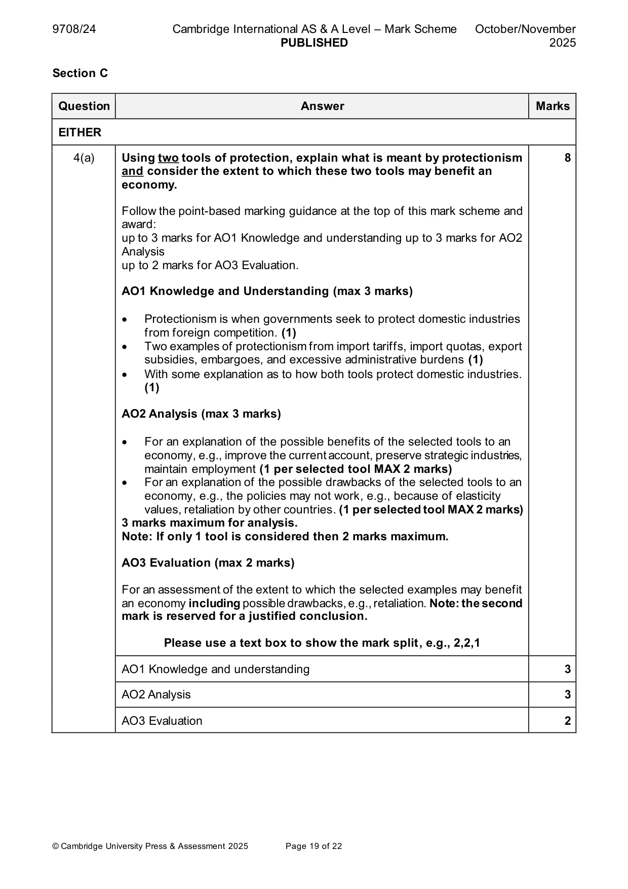 Mark scheme, page 19 of 22