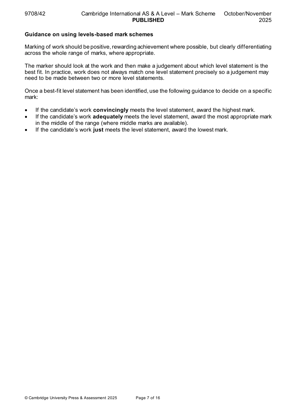 Mark scheme, page 7 of 16