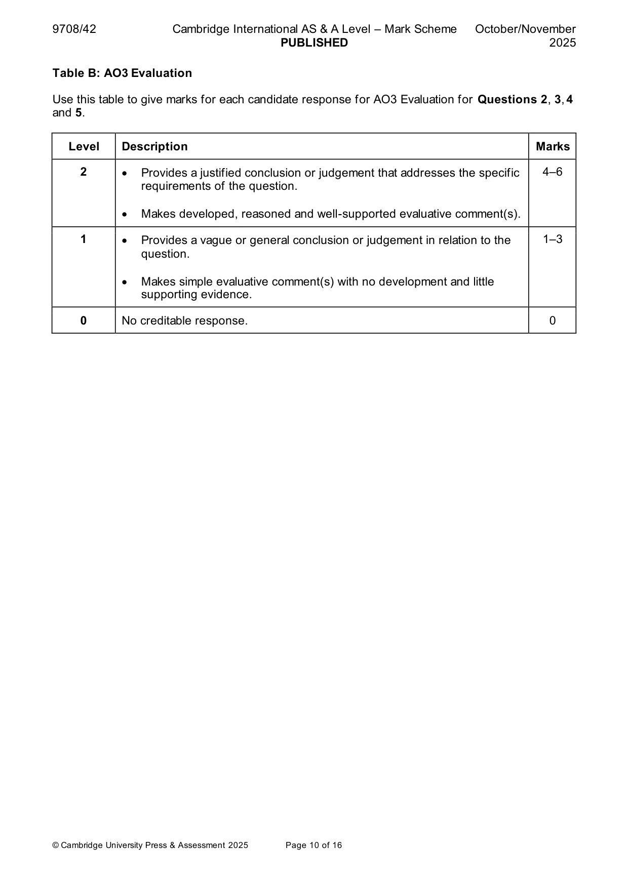 Mark scheme, page 10 of 16