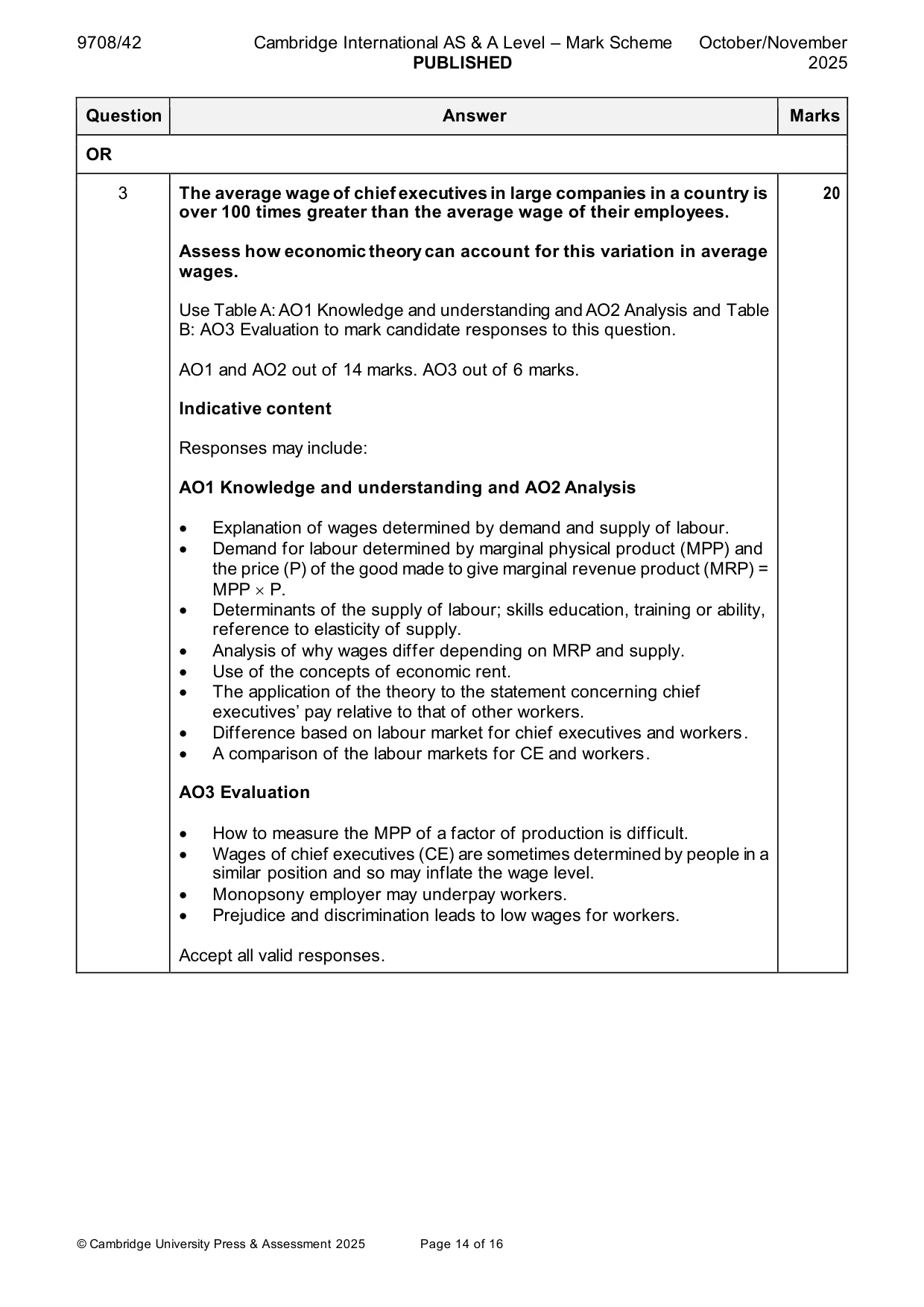 Mark scheme, page 14 of 16