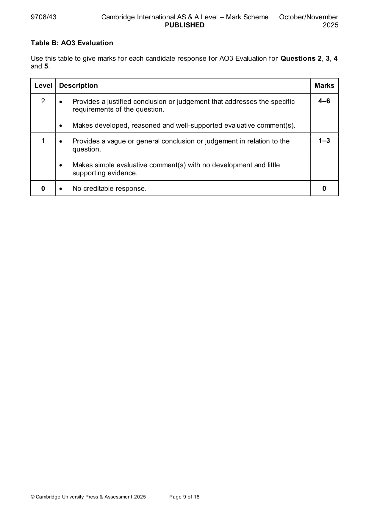 Mark scheme, page 9 of 18