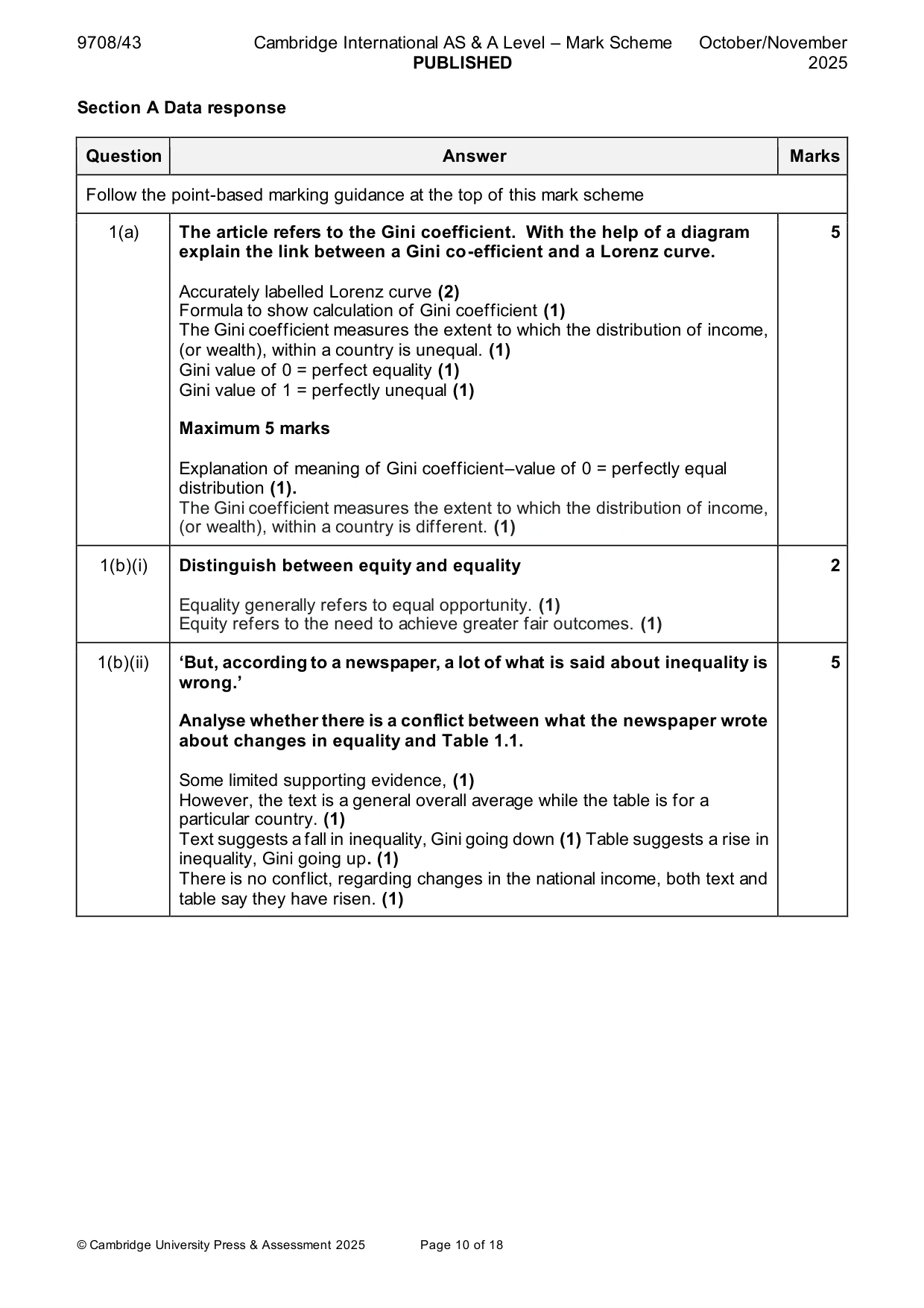 Mark scheme, page 10 of 18