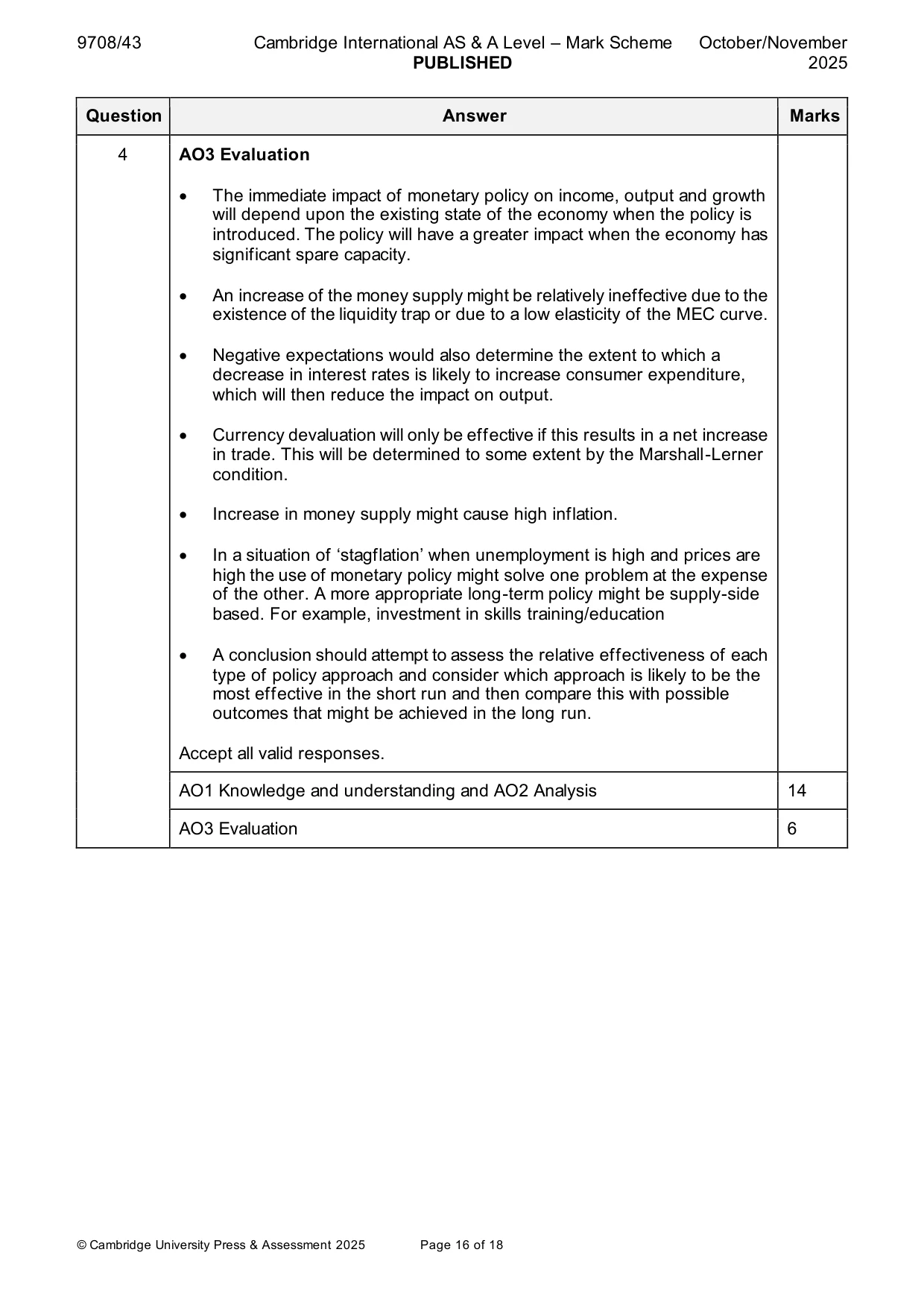 Mark scheme, page 16 of 18