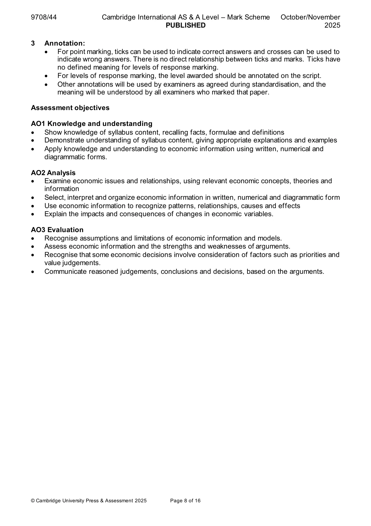 Mark scheme, page 8 of 16
