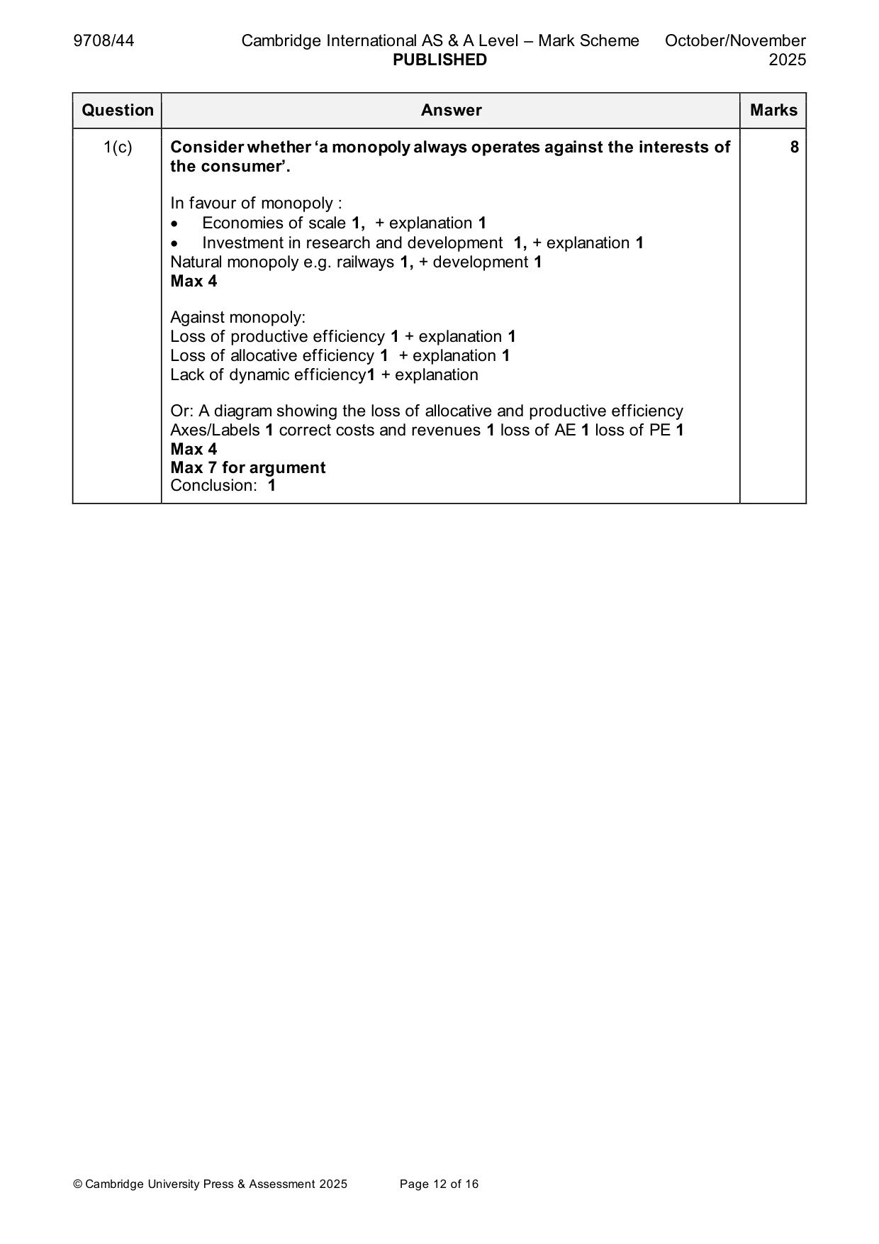 Mark scheme, page 12 of 16