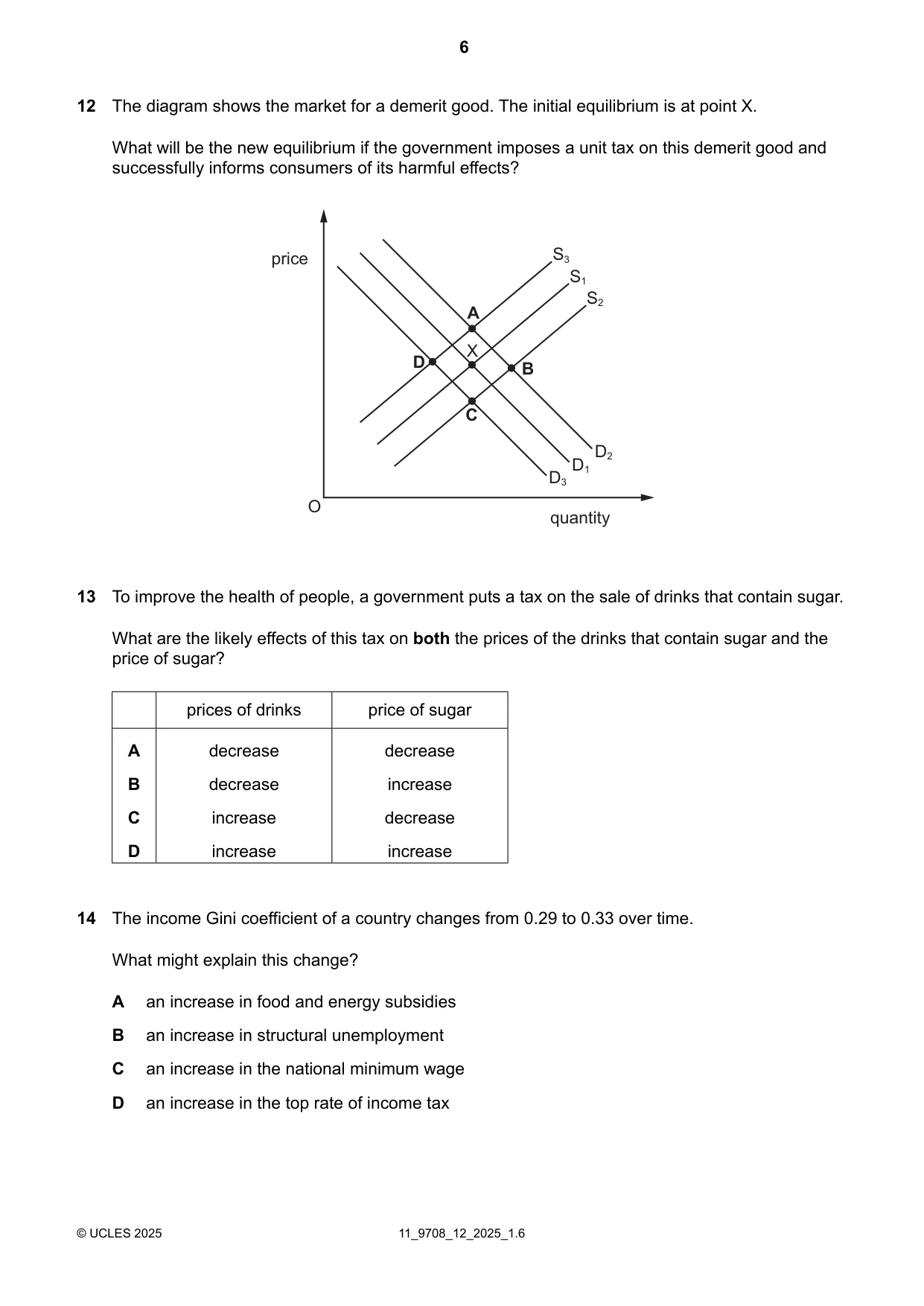 Cambridge A Level Economics 9708 2025 Oct/Nov Paper 1 · Variant 2 question paper, page 6 of 12