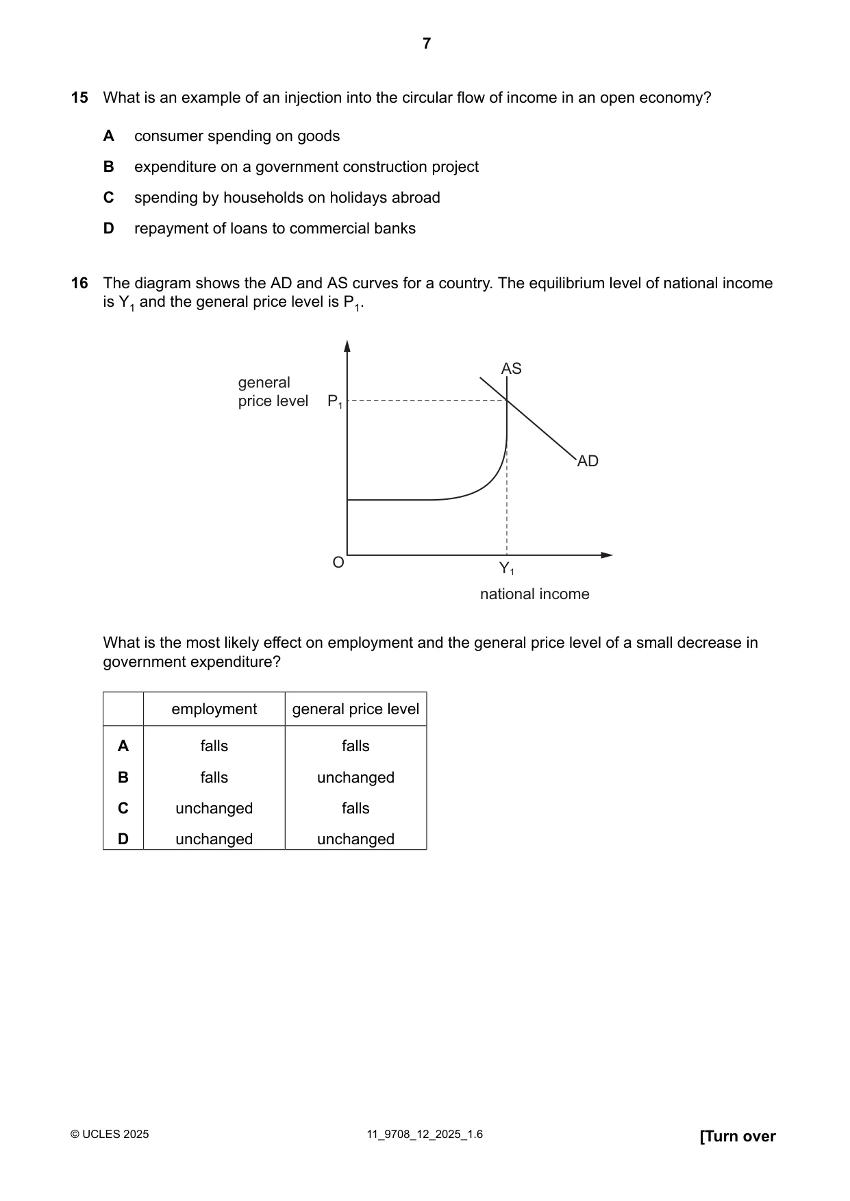Cambridge A Level Economics 9708 2025 Oct/Nov Paper 1 · Variant 2 question paper, page 7 of 12