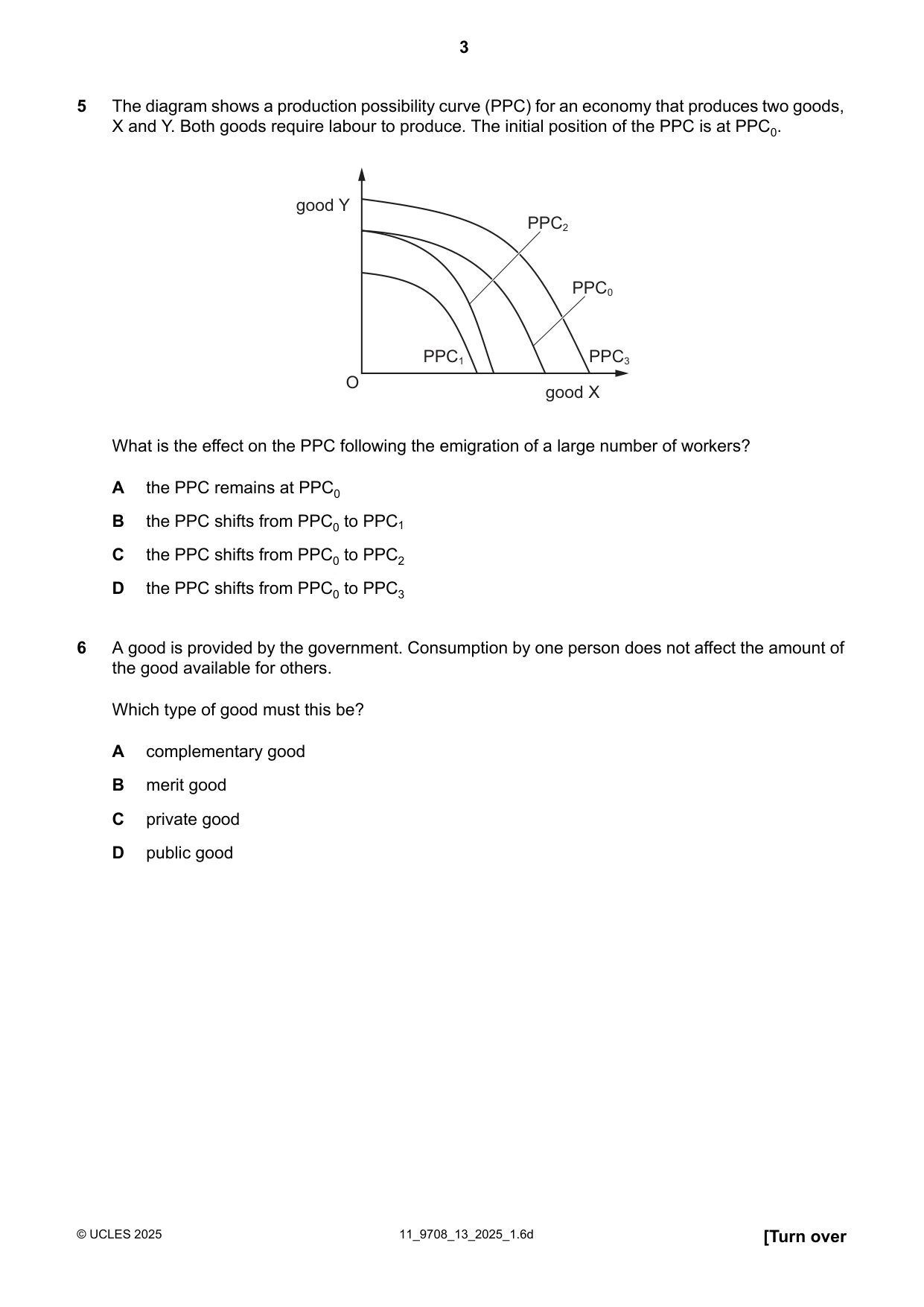 Cambridge A Level Economics 9708 2025 Oct/Nov Paper 1 · Variant 3 question paper, page 3 of 12