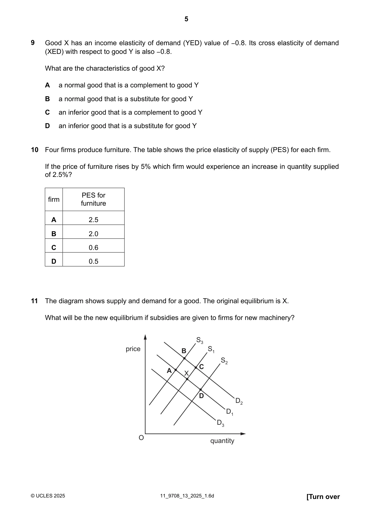 Cambridge A Level Economics 9708 2025 Oct/Nov Paper 1 · Variant 3 question paper, page 5 of 12