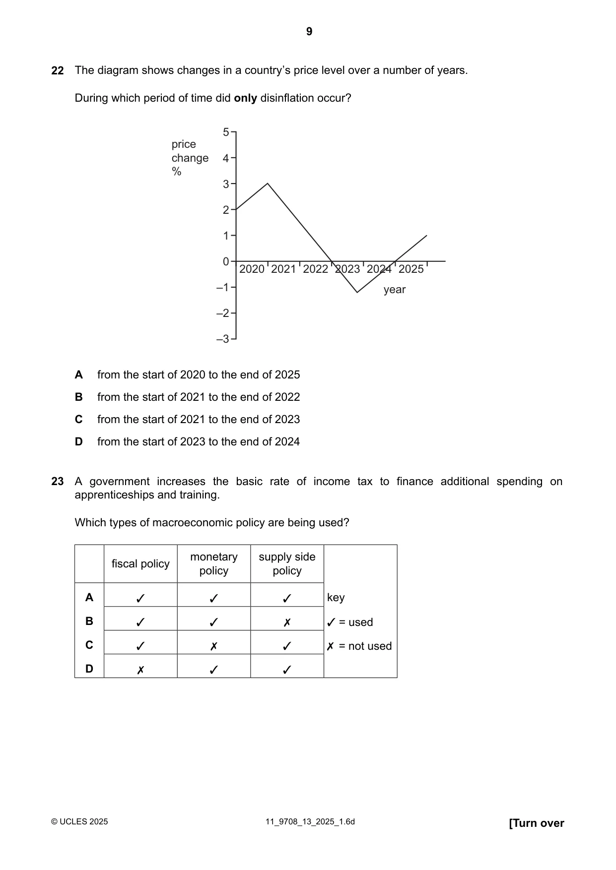Cambridge A Level Economics 9708 2025 Oct/Nov Paper 1 · Variant 3 question paper, page 9 of 12