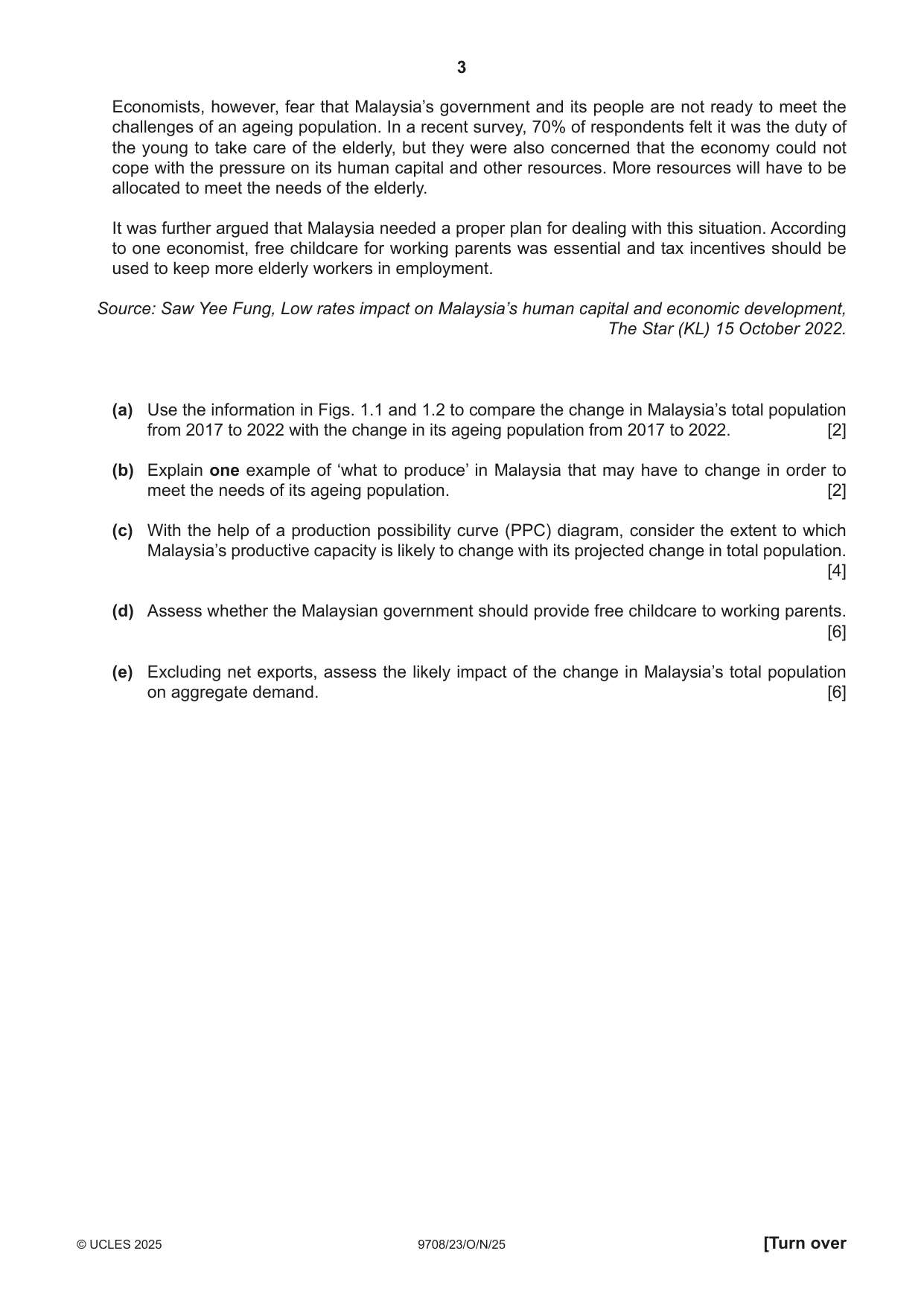Cambridge A Level Economics 9708 2025 Oct/Nov Paper 2 · Variant 3 question paper, page 3 of 4