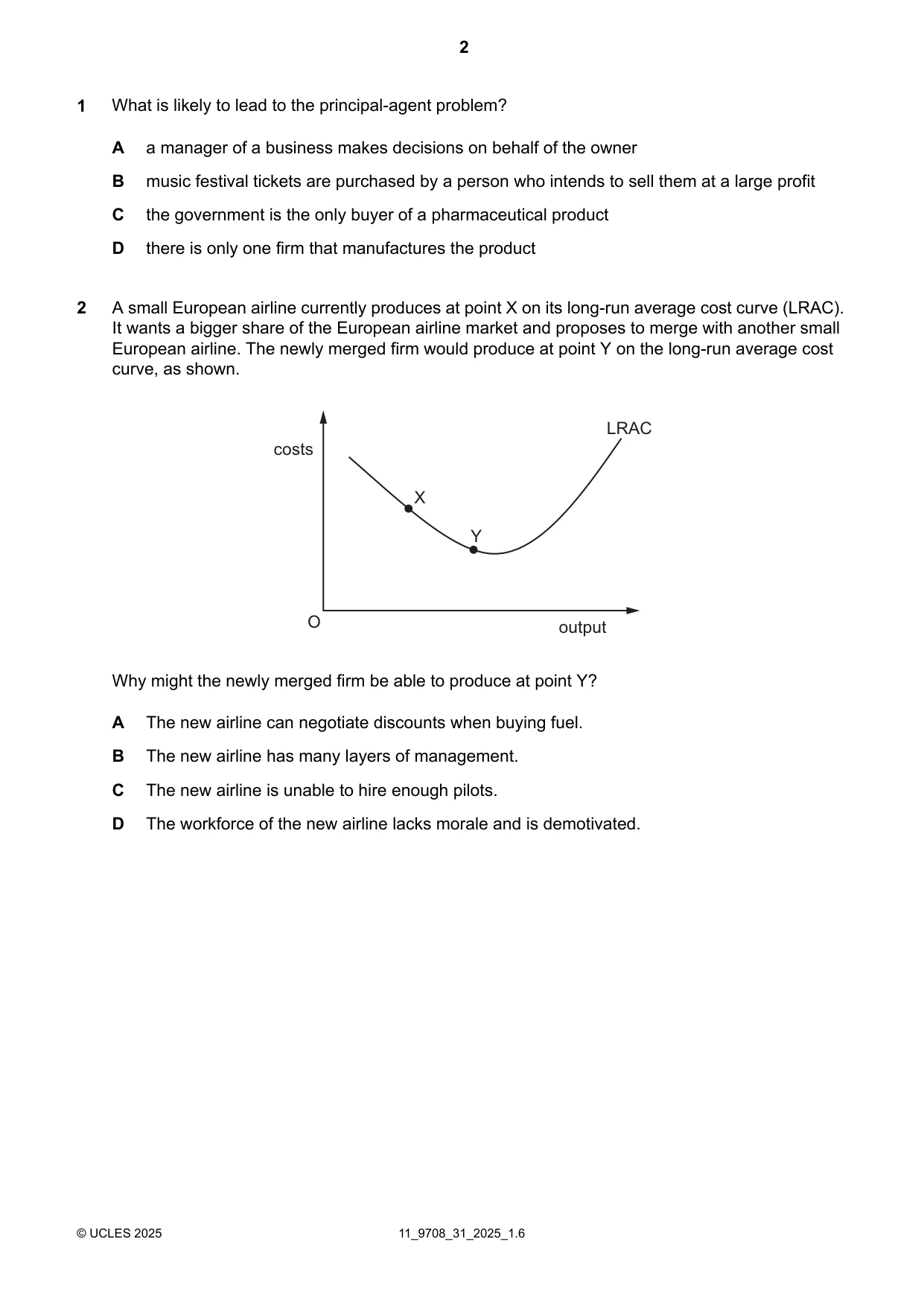 Cambridge A Level Economics 9708 2025 Oct/Nov Paper 3 · Variant 1 question paper, page 2 of 12