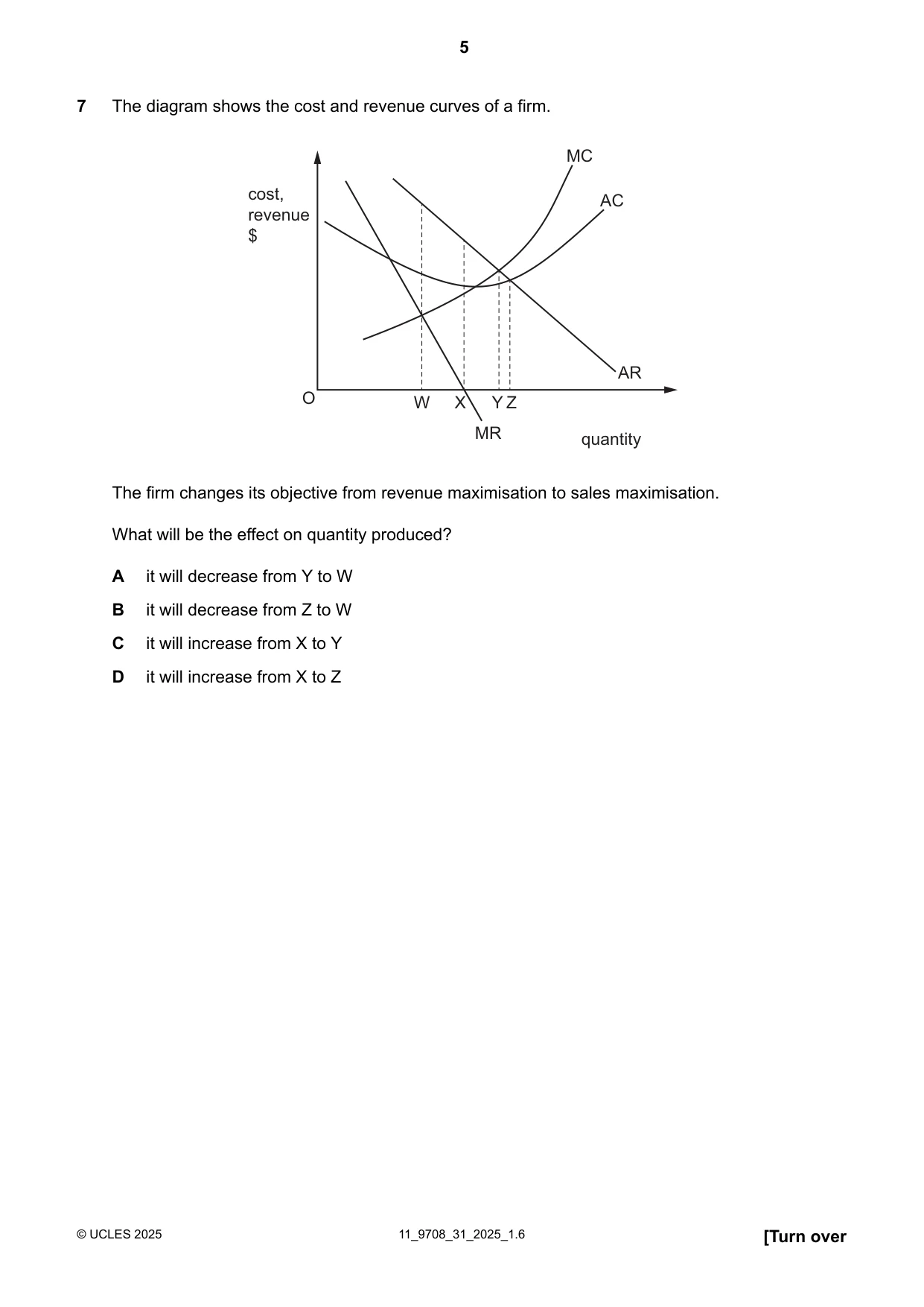 Cambridge A Level Economics 9708 2025 Oct/Nov Paper 3 · Variant 1 question paper, page 5 of 12