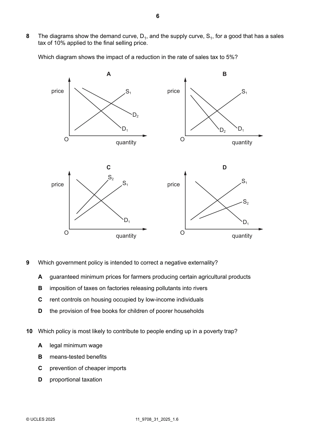 Cambridge A Level Economics 9708 2025 Oct/Nov Paper 3 · Variant 1 question paper, page 6 of 12