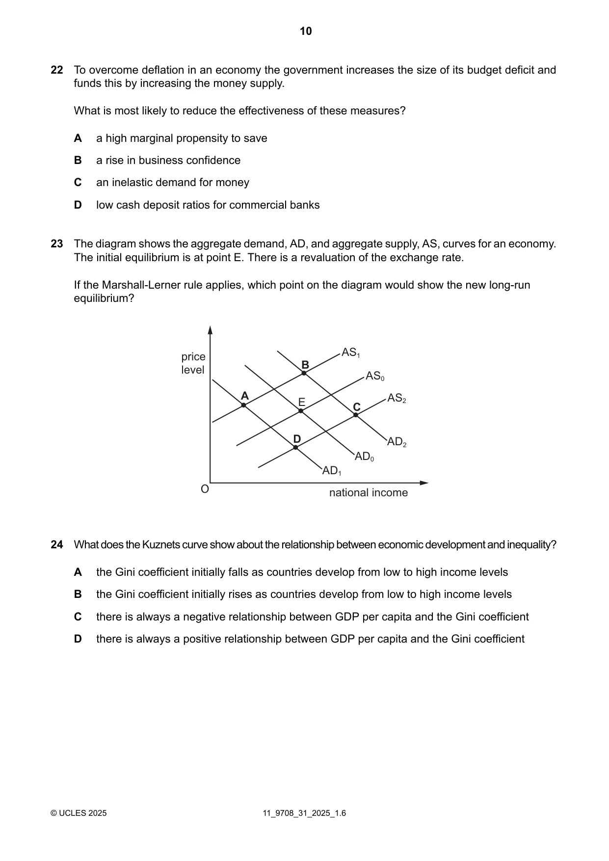 Cambridge A Level Economics 9708 2025 Oct/Nov Paper 3 · Variant 1 question paper, page 10 of 12