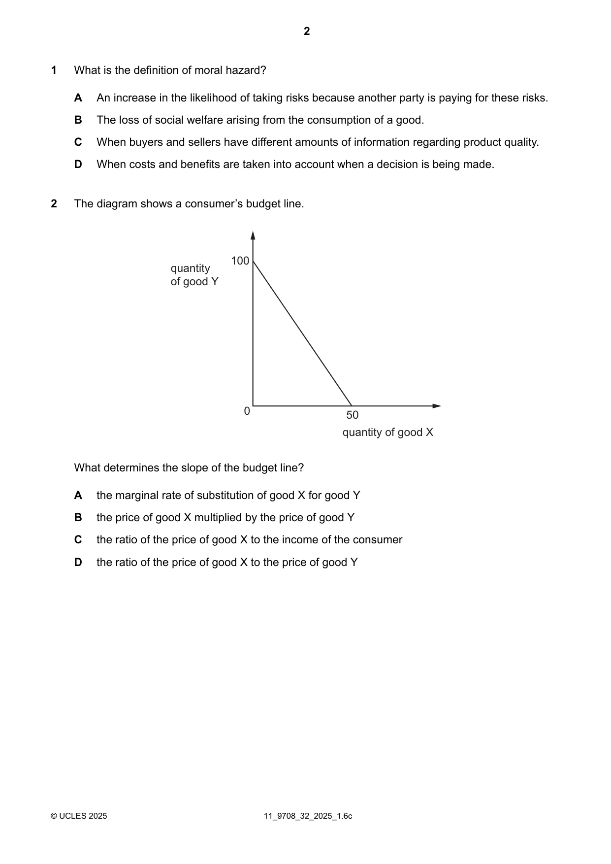 Cambridge A Level Economics 9708 2025 Oct/Nov Paper 3 · Variant 2 question paper, page 2 of 12