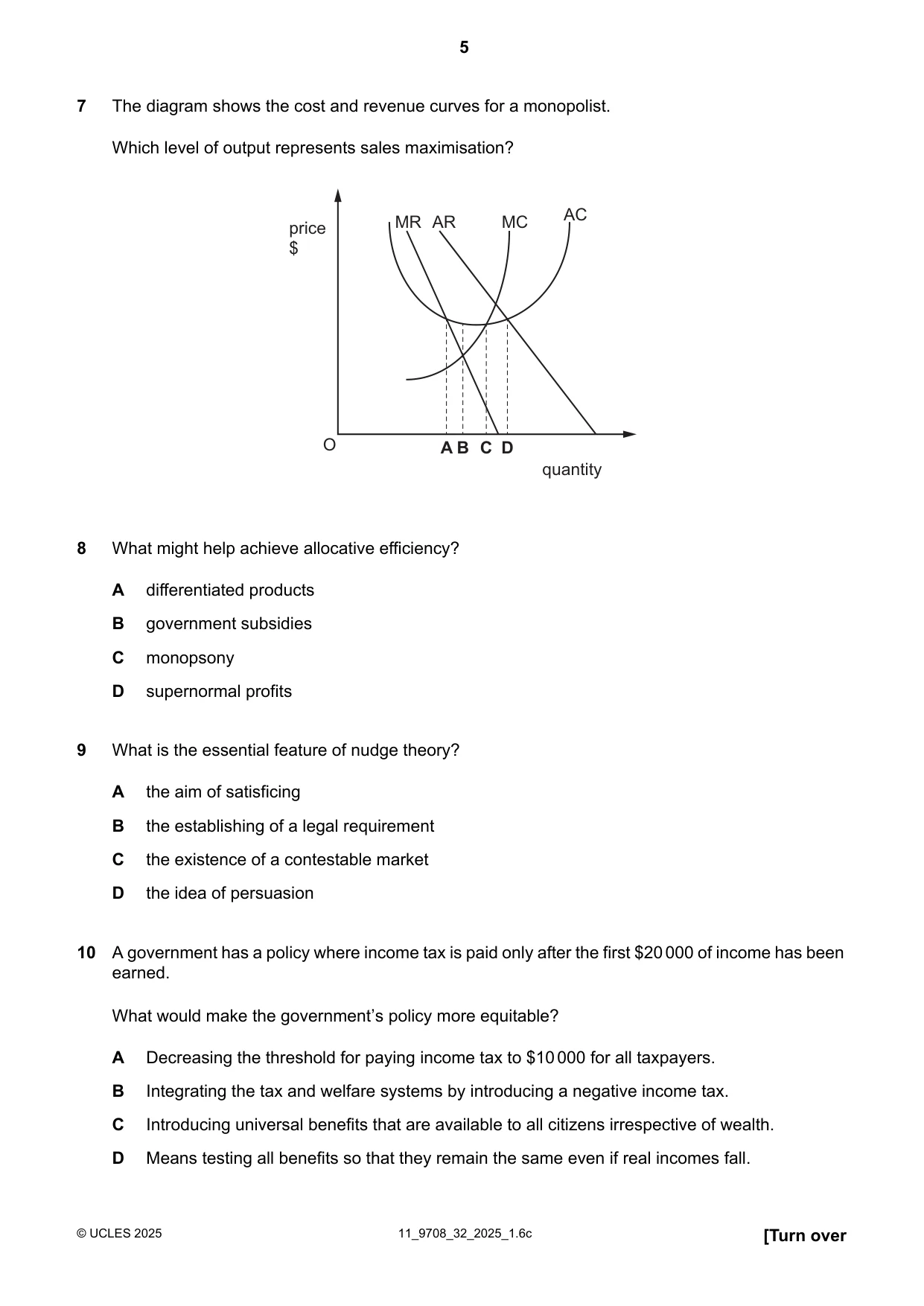 Cambridge A Level Economics 9708 2025 Oct/Nov Paper 3 · Variant 2 question paper, page 5 of 12