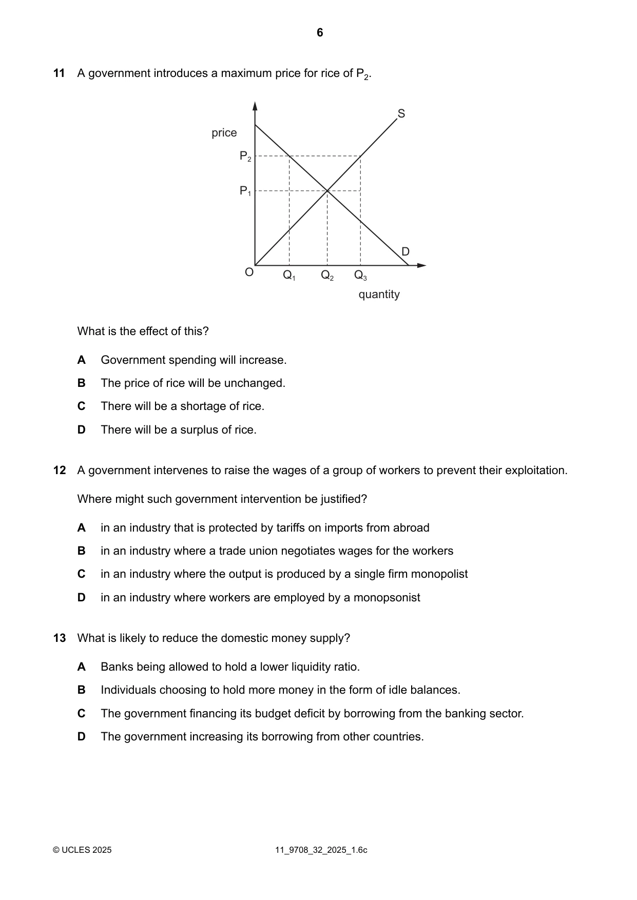 Cambridge A Level Economics 9708 2025 Oct/Nov Paper 3 · Variant 2 question paper, page 6 of 12