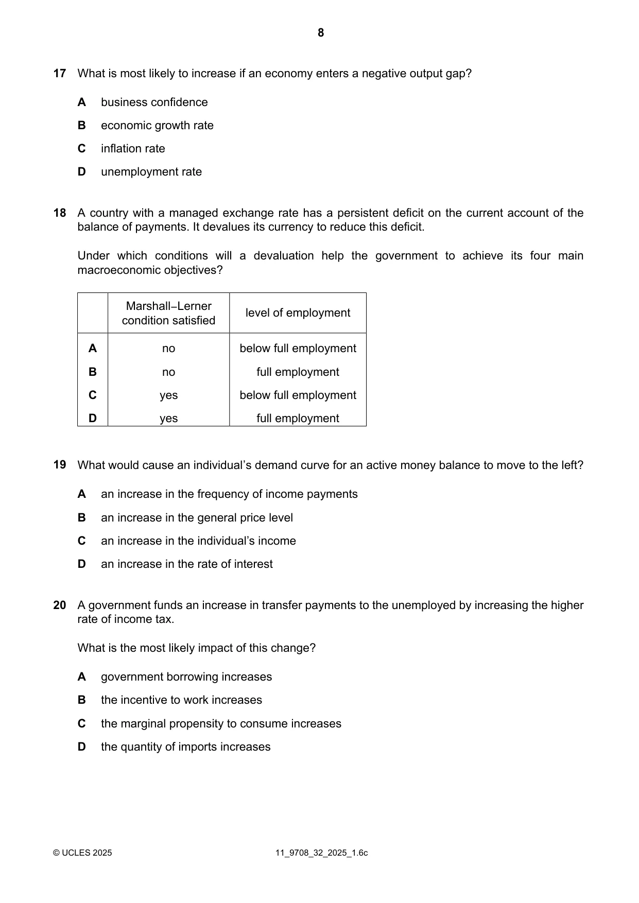 Cambridge A Level Economics 9708 2025 Oct/Nov Paper 3 · Variant 2 question paper, page 8 of 12