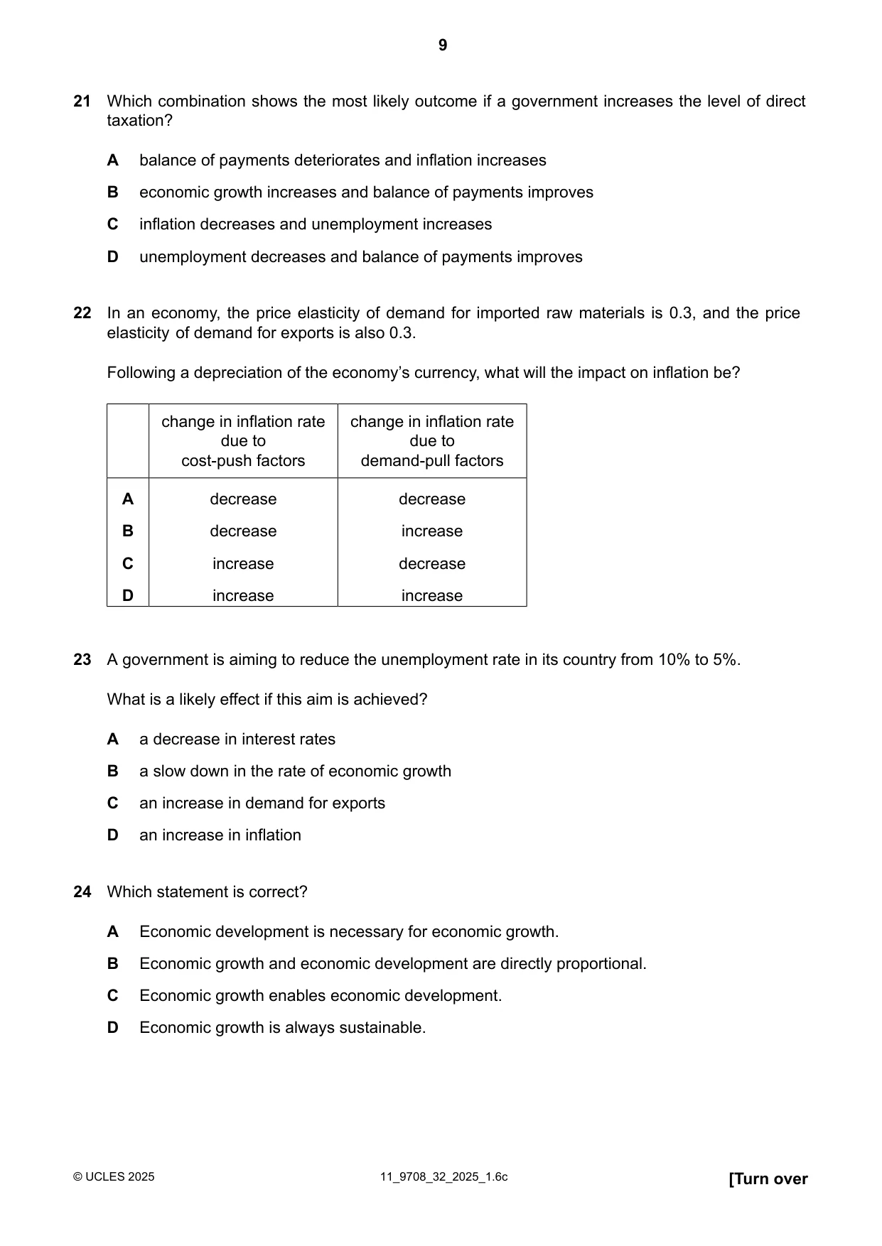 Cambridge A Level Economics 9708 2025 Oct/Nov Paper 3 · Variant 2 question paper, page 9 of 12