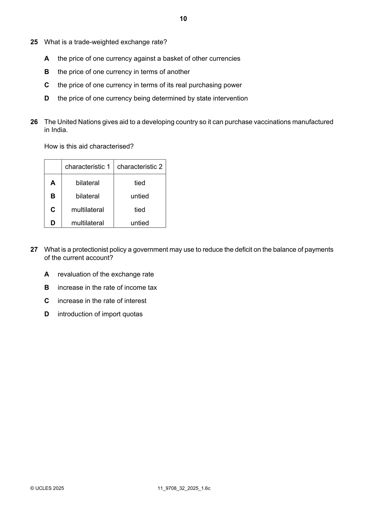 Cambridge A Level Economics 9708 2025 Oct/Nov Paper 3 · Variant 2 question paper, page 10 of 12