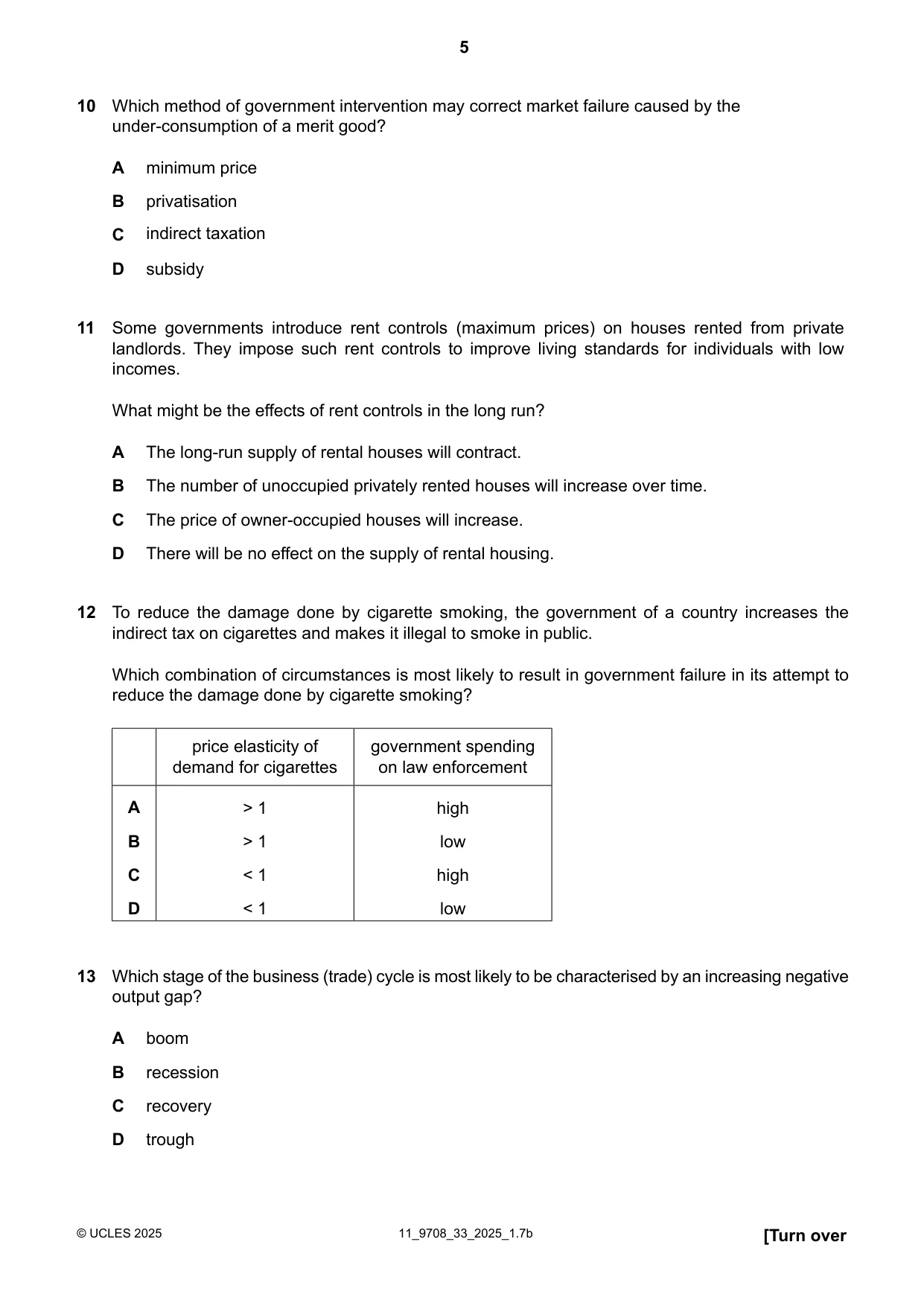 Cambridge A Level Economics 9708 2025 Oct/Nov Paper 3 · Variant 3 question paper, page 5 of 12