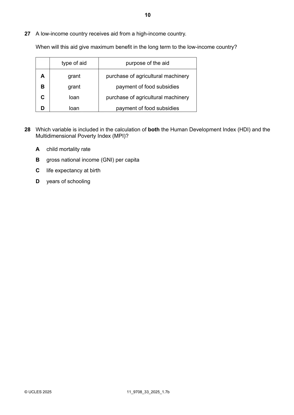 Cambridge A Level Economics 9708 2025 Oct/Nov Paper 3 · Variant 3 question paper, page 10 of 12