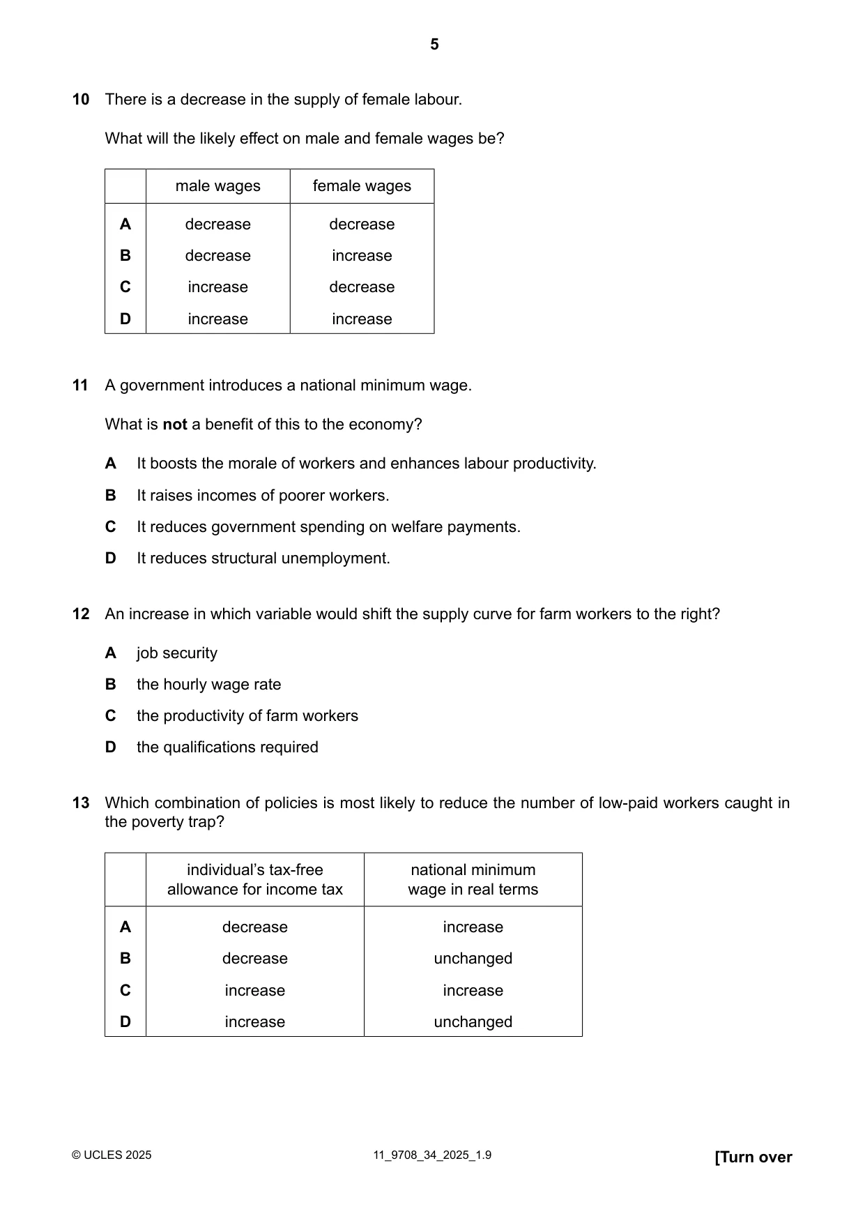 Cambridge A Level Economics 9708 2025 Oct/Nov Paper 3 · Variant 4 question paper, page 5 of 12