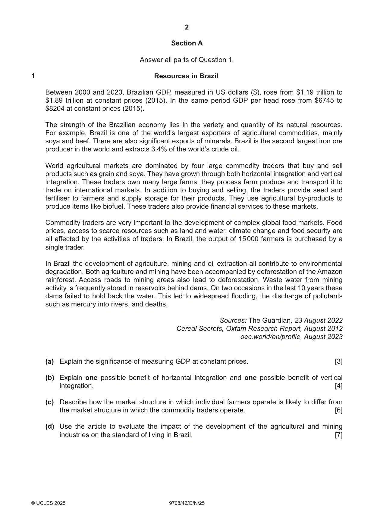 Cambridge A Level Economics 9708 2025 Oct/Nov Paper 4 · Variant 2 question paper, page 2 of 4