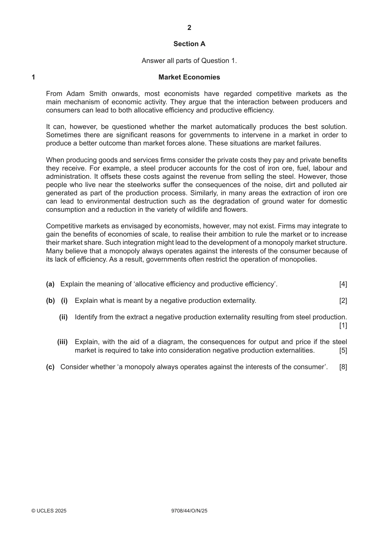 Cambridge A Level Economics 9708 2025 Oct/Nov Paper 4 · Variant 4 question paper, page 2 of 4