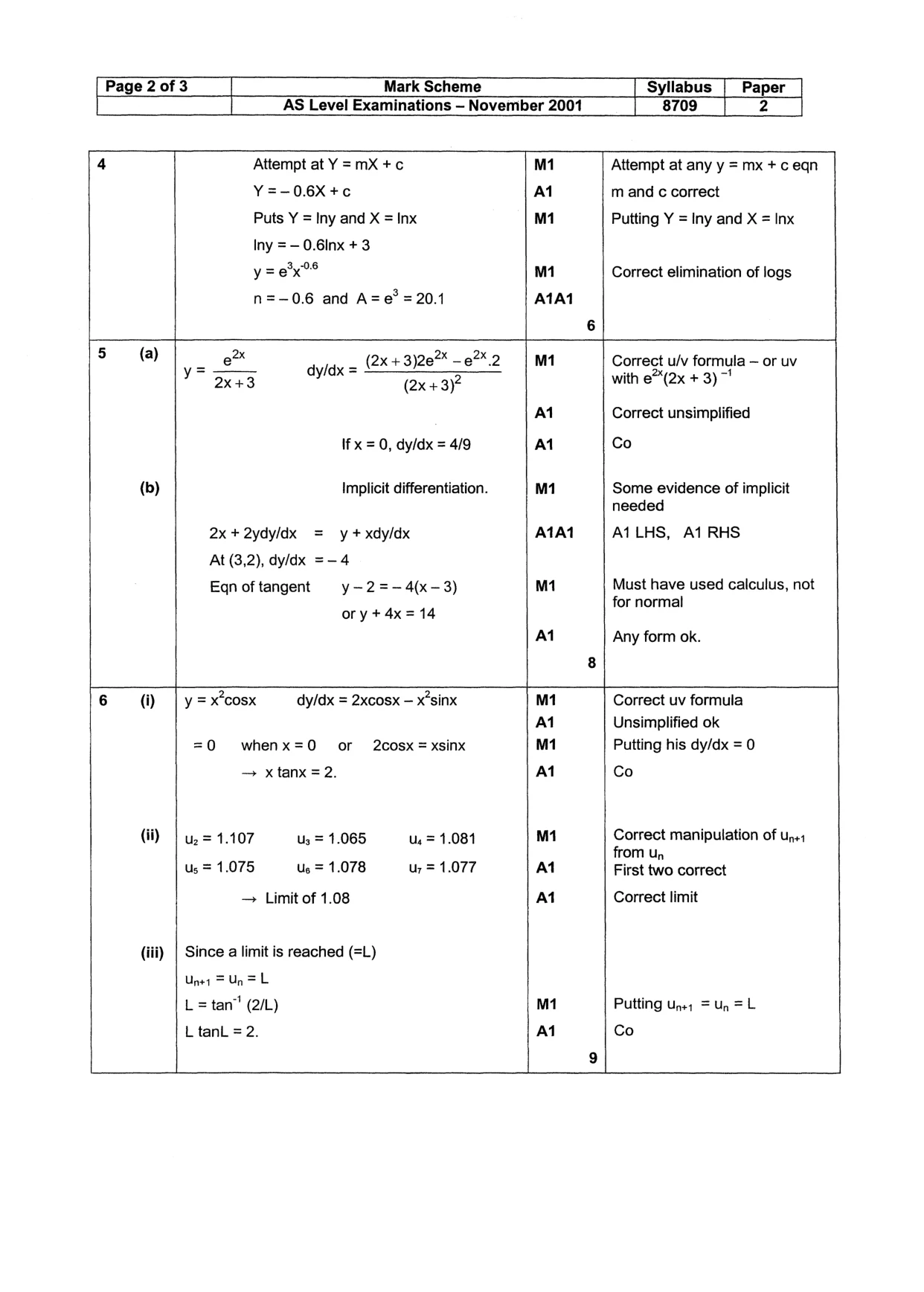 Mark scheme, page 3 of 4