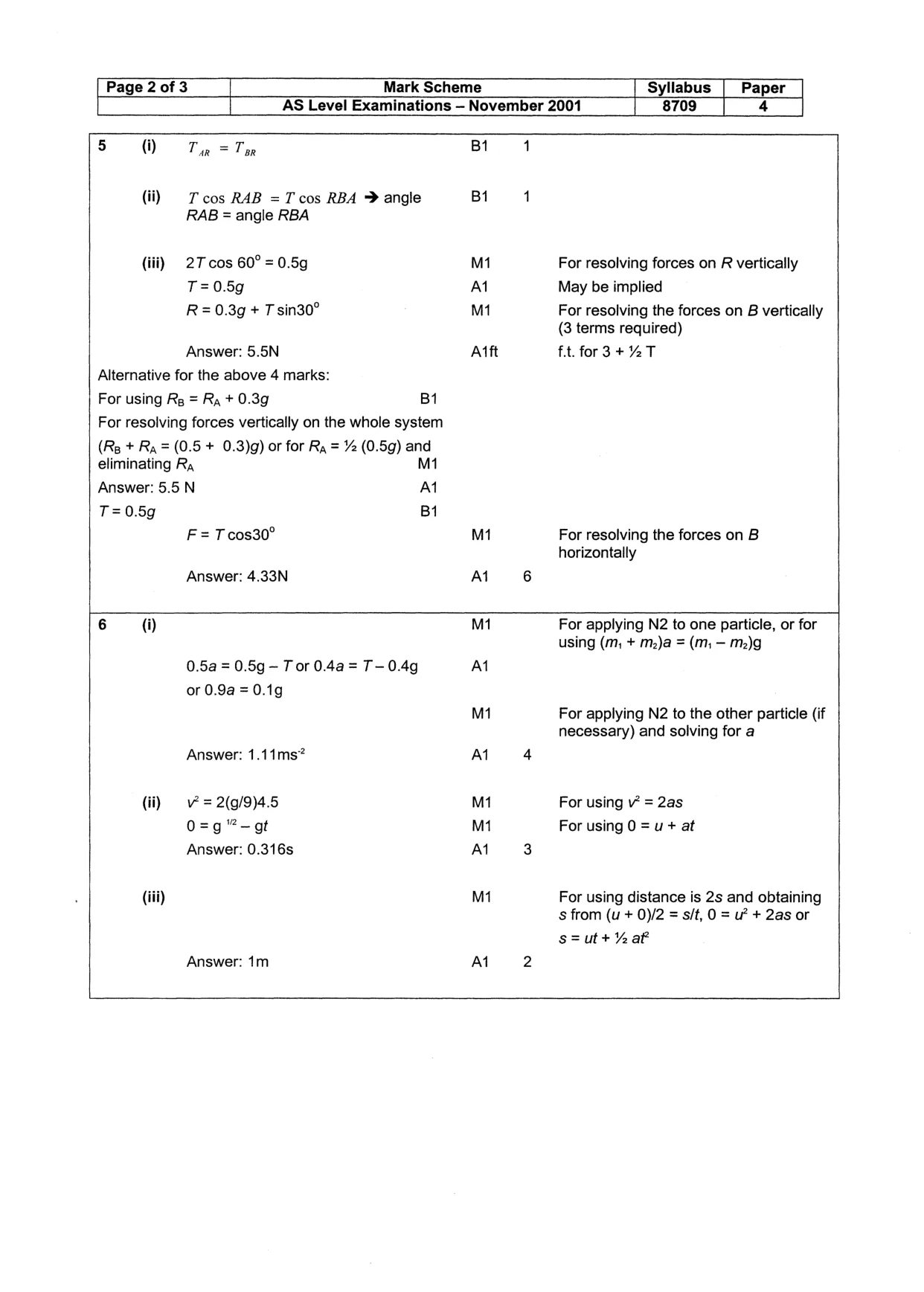 Mark scheme, page 3 of 4