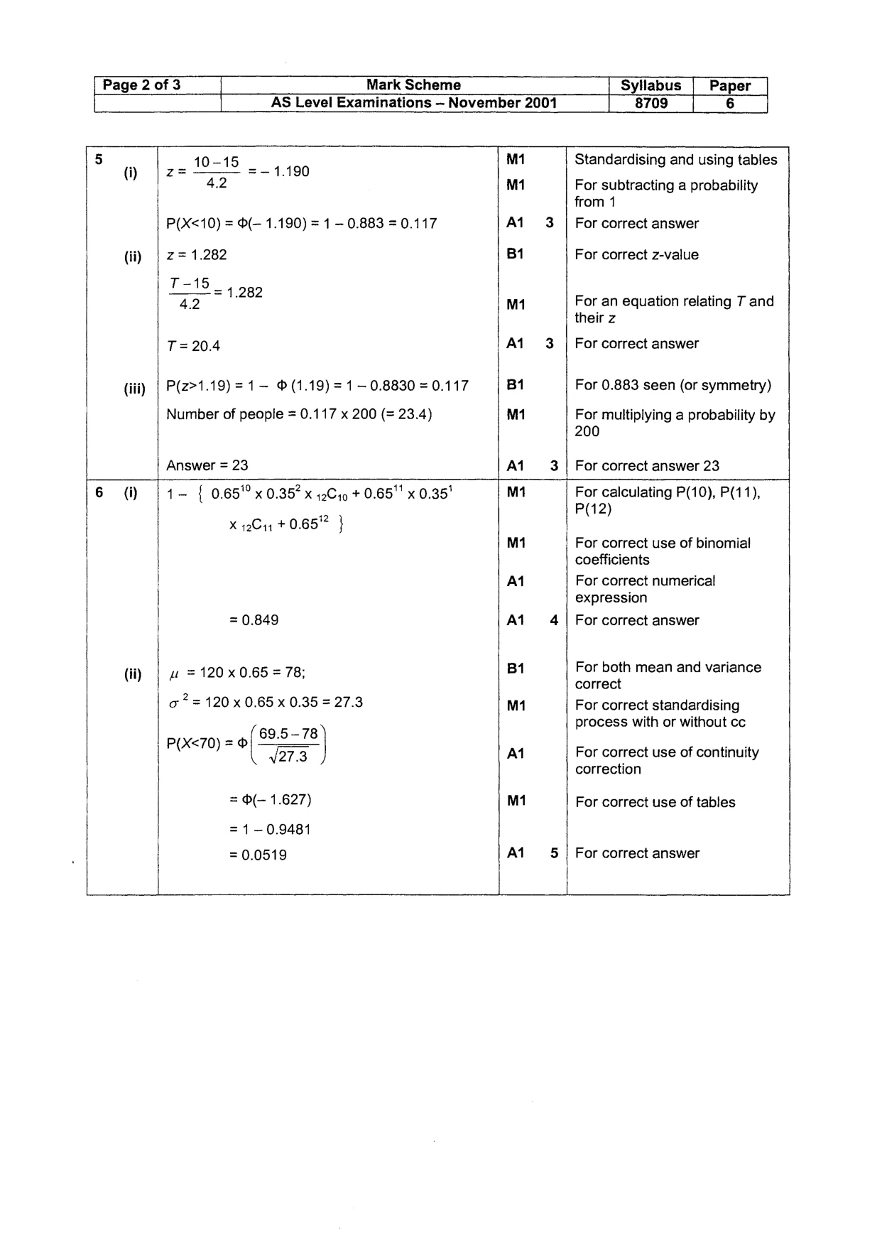 Mark scheme, page 3 of 4